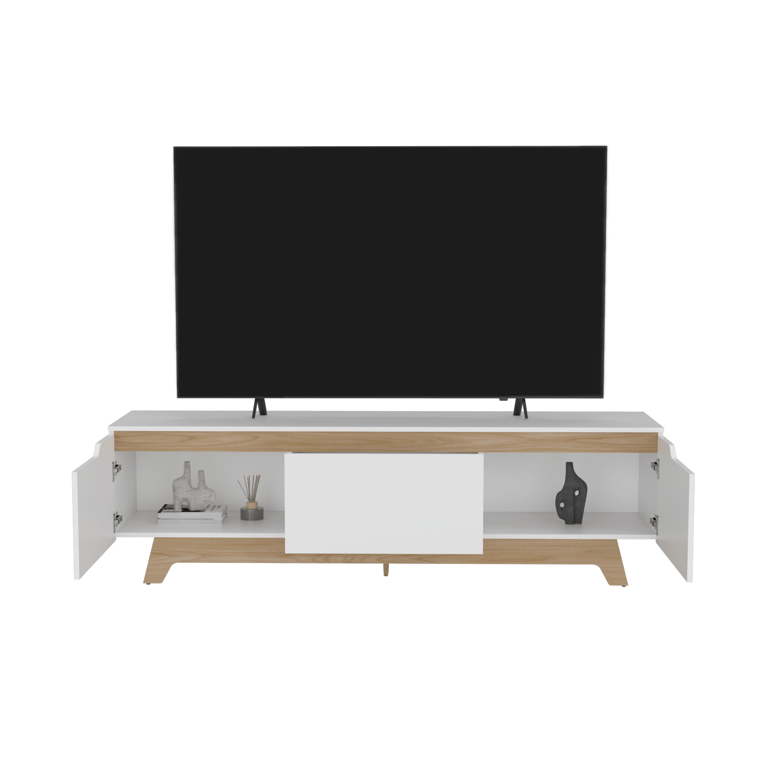 Centro De Entretenimiento Woodall Tv 80'' 53X180X45 Rta Blanco Fresno