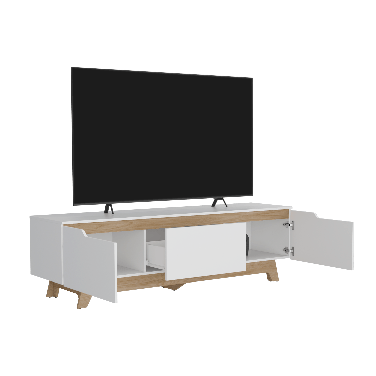 Centro De Entretenimiento Woodall Tv 80'' 53X180X45 Rta Blanco Fresno