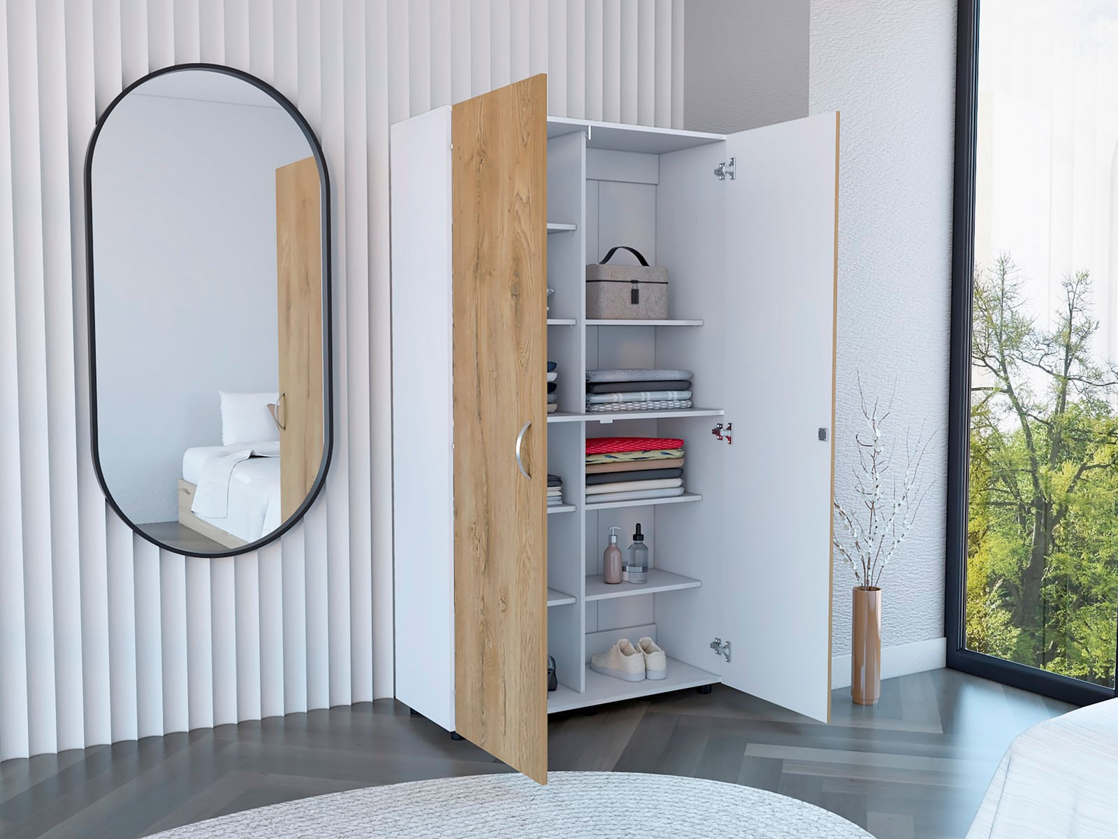 Closet Dopio 180X100X40 Rta Blanco Macadamia