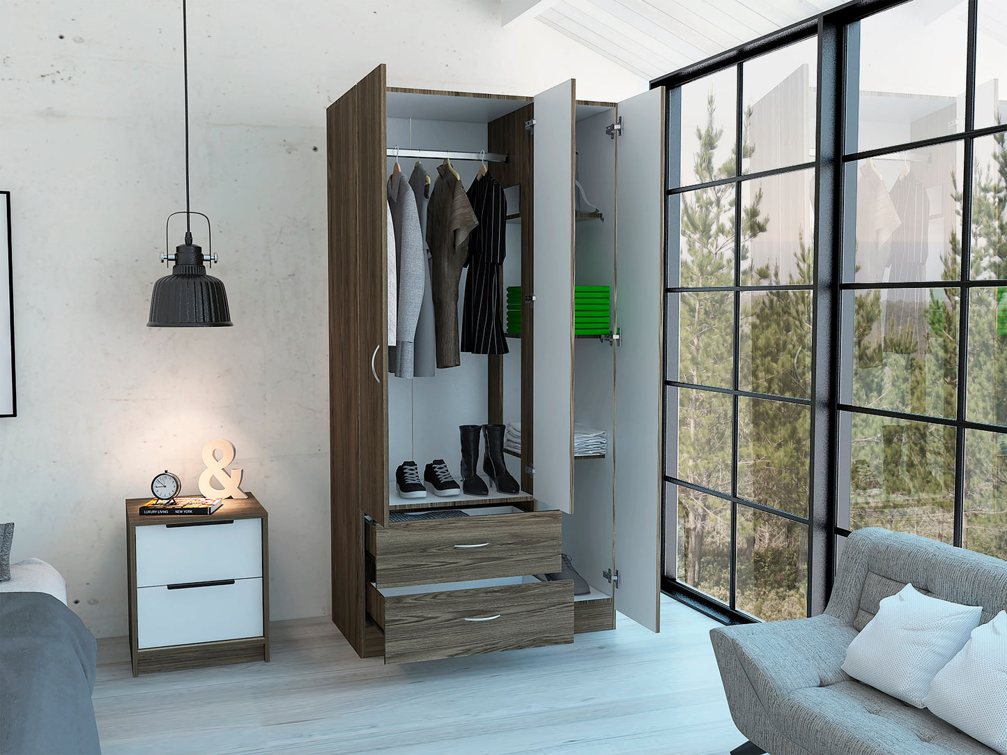 Closet Oporto 180 X 90 X 47 Rta Milan + Blanco