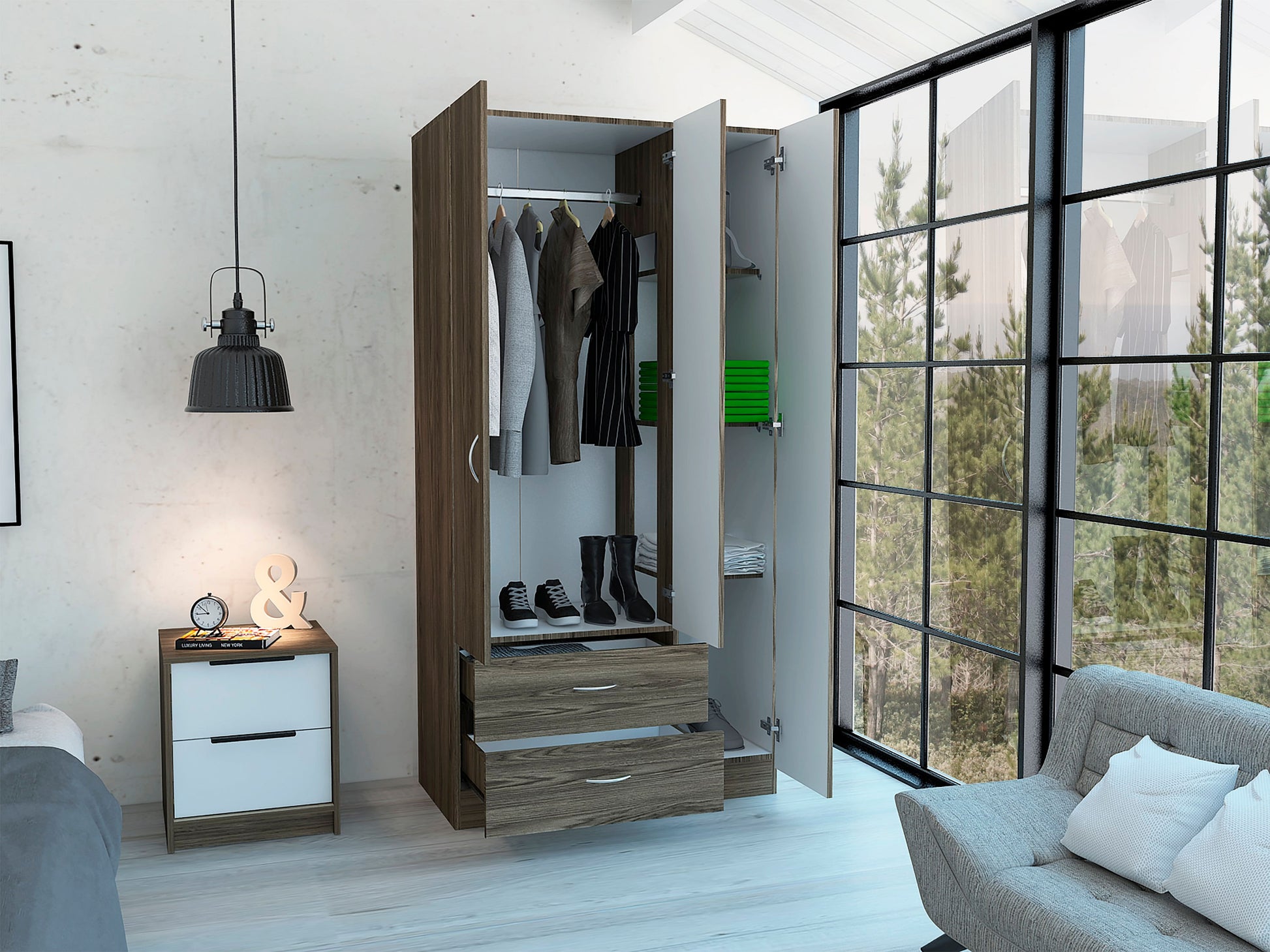 Closet Oporto 180 X 90 X 47 Rta Milan + Blanco