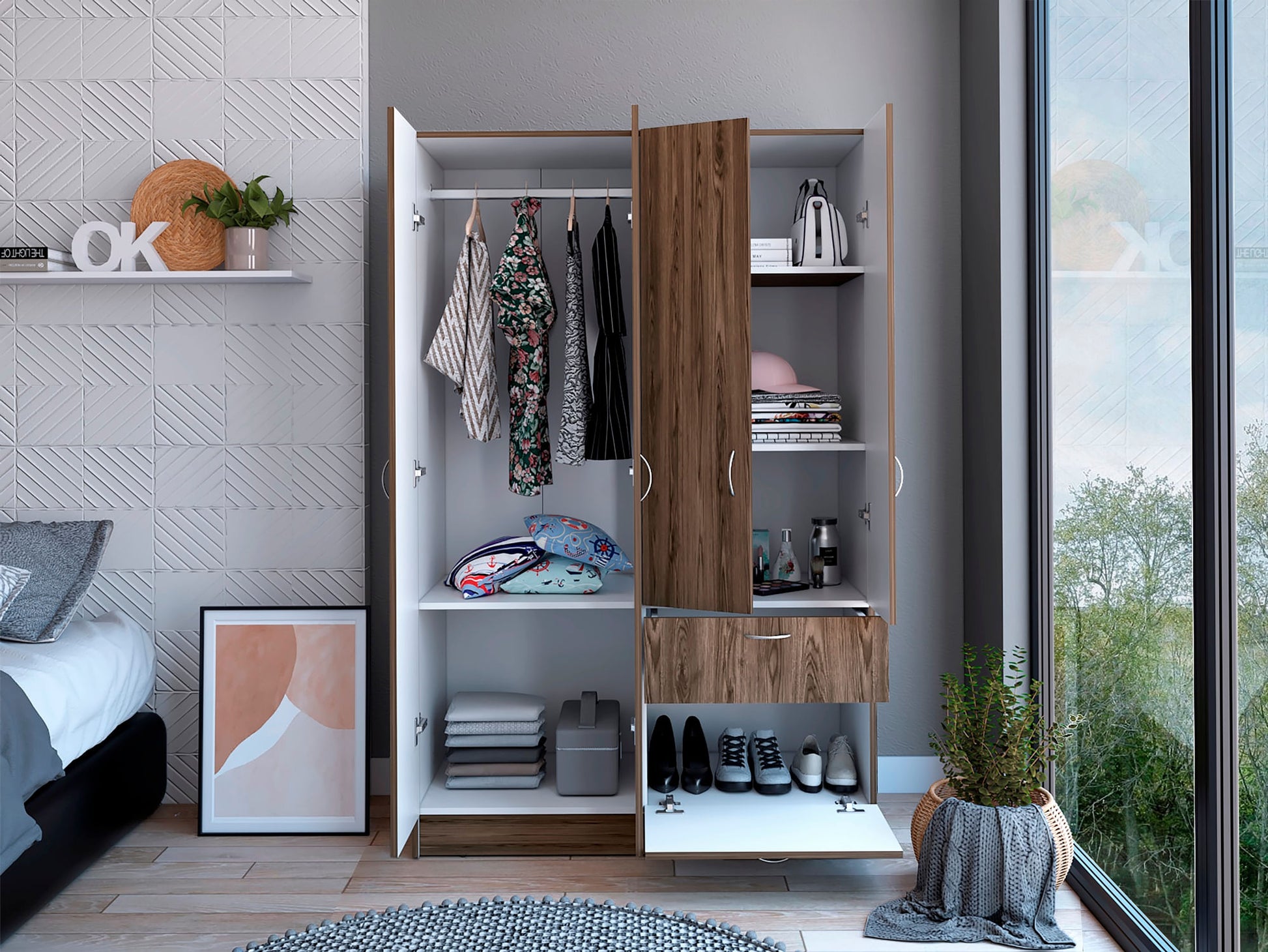 Closet Vaupes 170 X 108 X 18 Rta Milan + Blanco