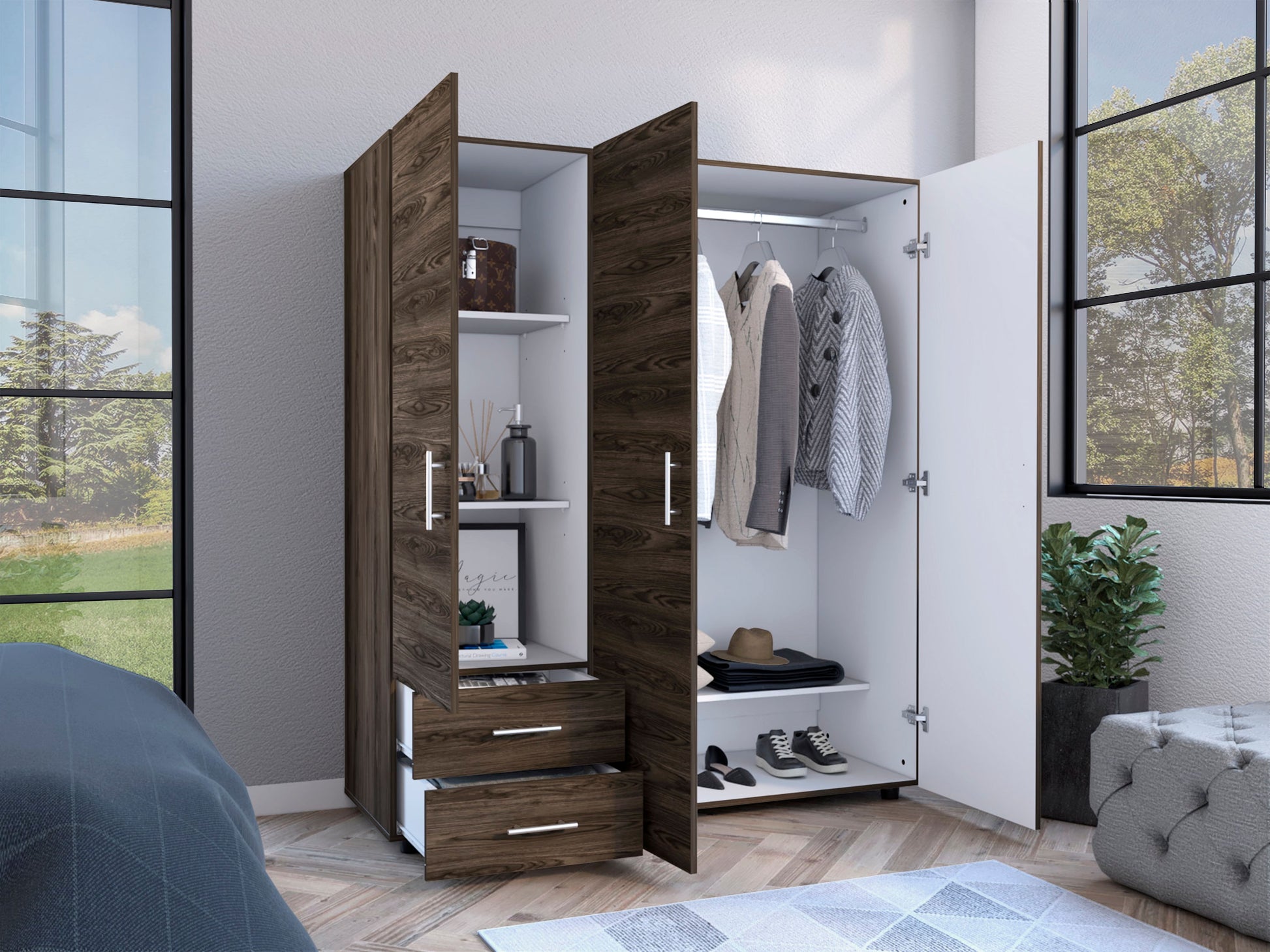 Closet Dassel 161 X 140 X 51 Rta Milan + Blanco