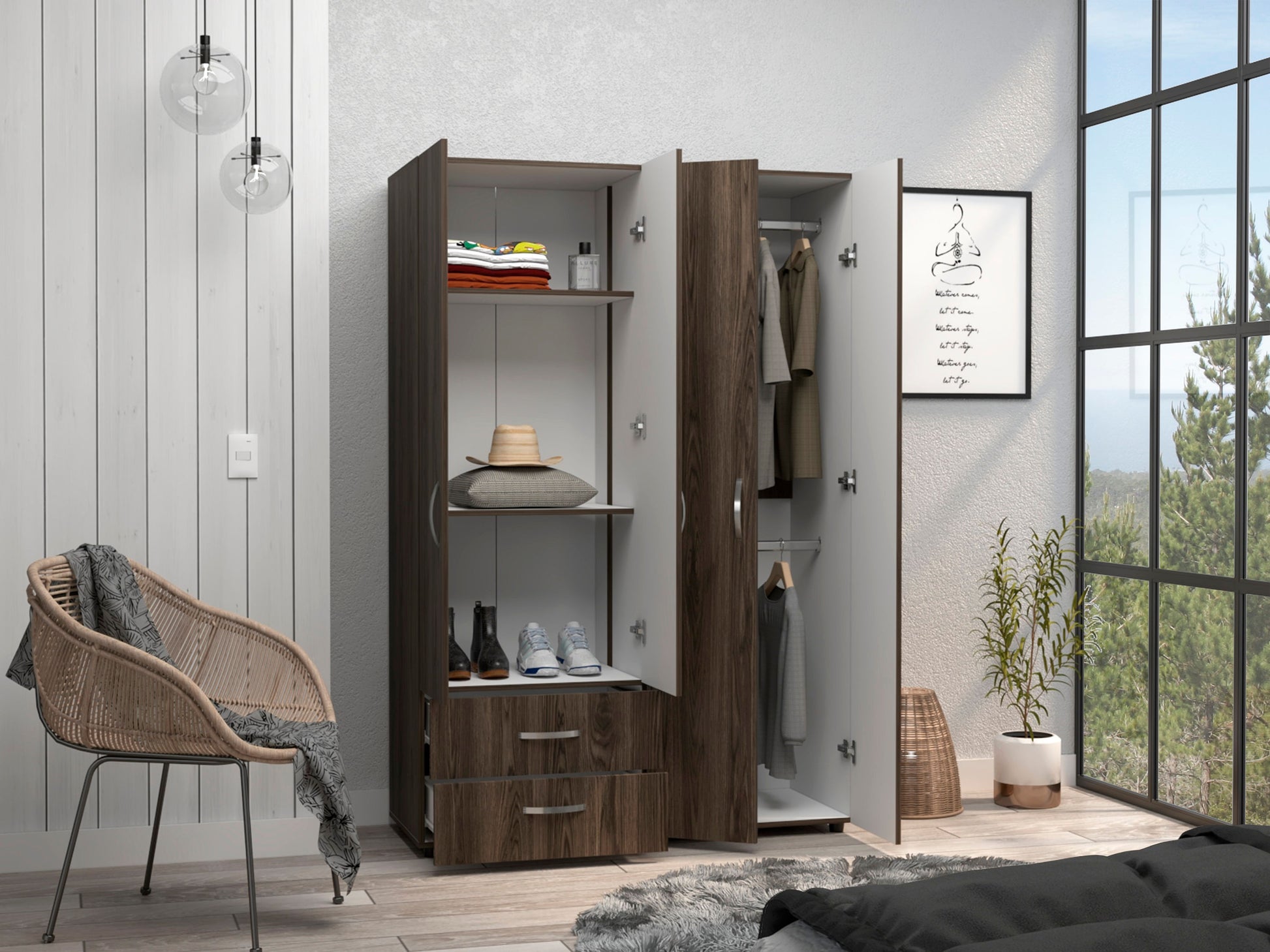 Closet Ankora Basic 180 X 120 X 47 Rta Milan + Blanco