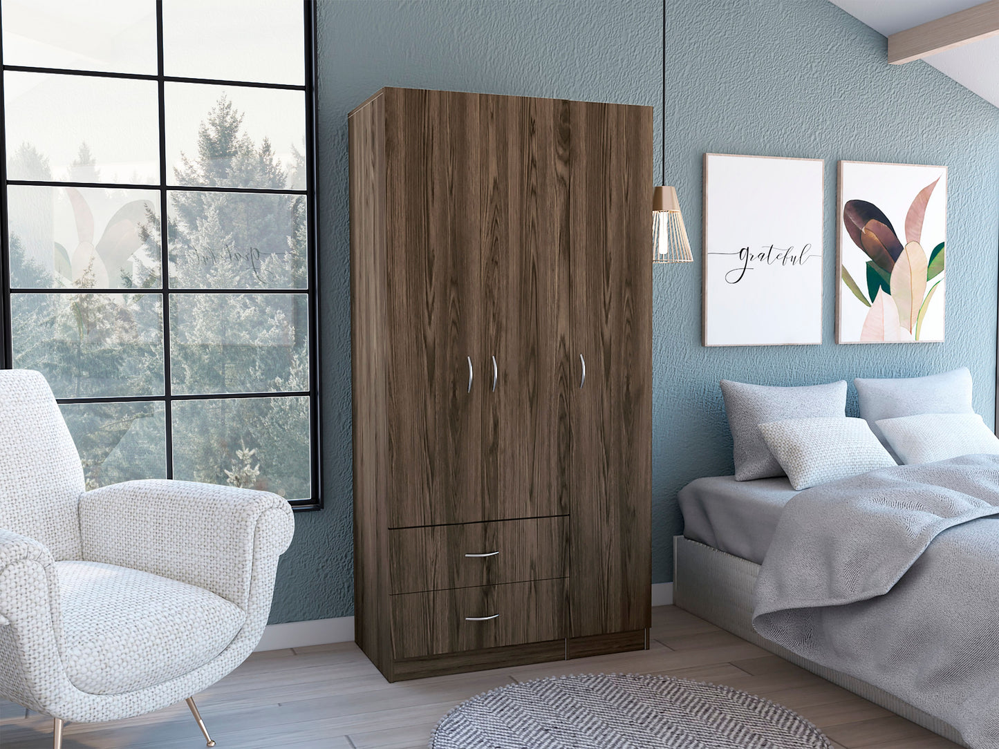 Closet Austral 3P 180 X 90 X 47 Rta Milan + Blanco