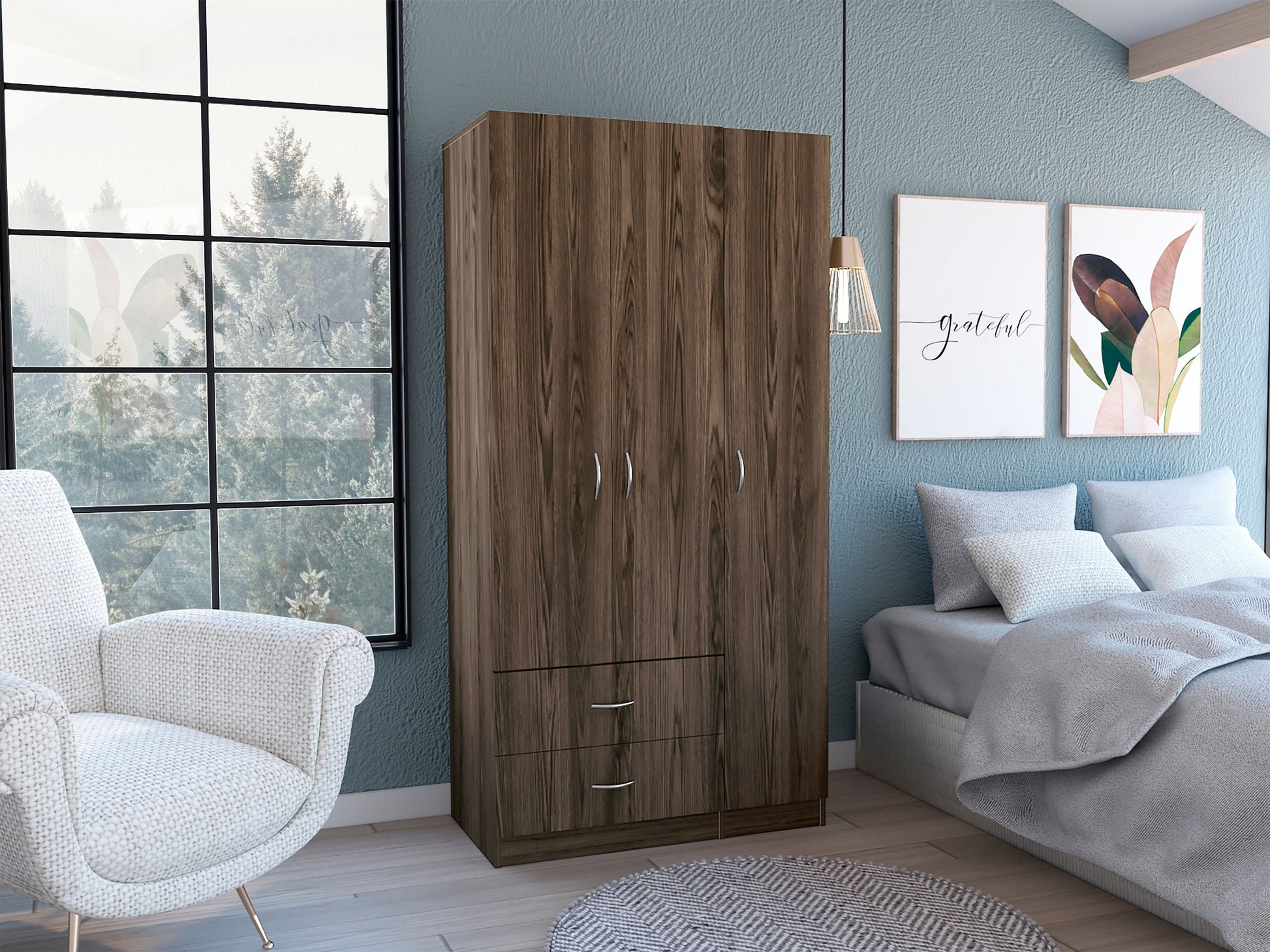 Closet Austral 3P 180 X 90 X 47 Rta Milan + Blanco