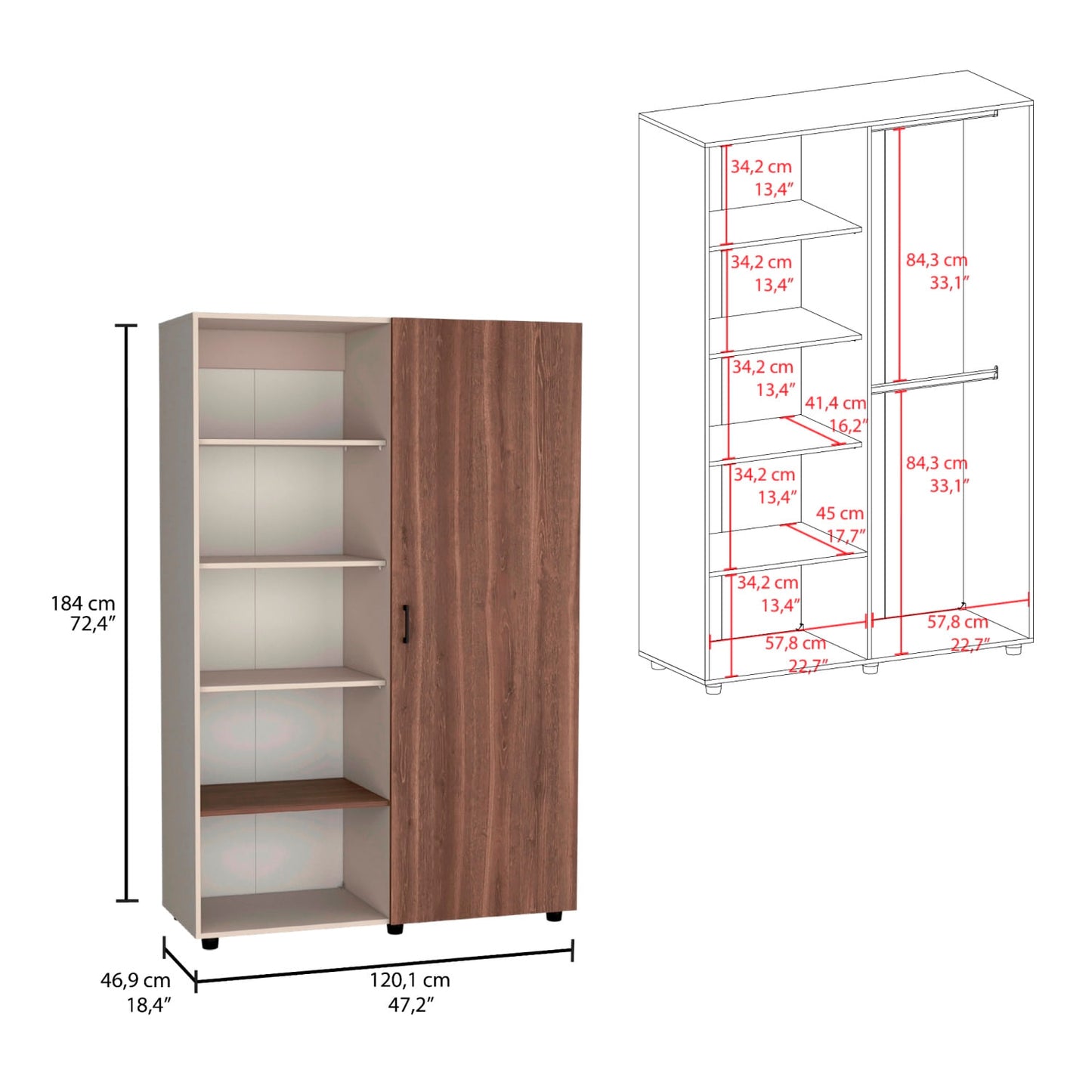 Closet Eco 184X120X46 Rta Capri Milan