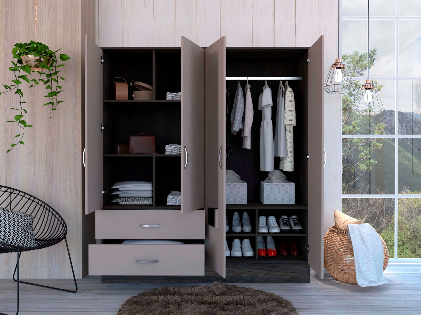 Closet Balton 180 X 160 X 50 Rta Carbon + Taupe