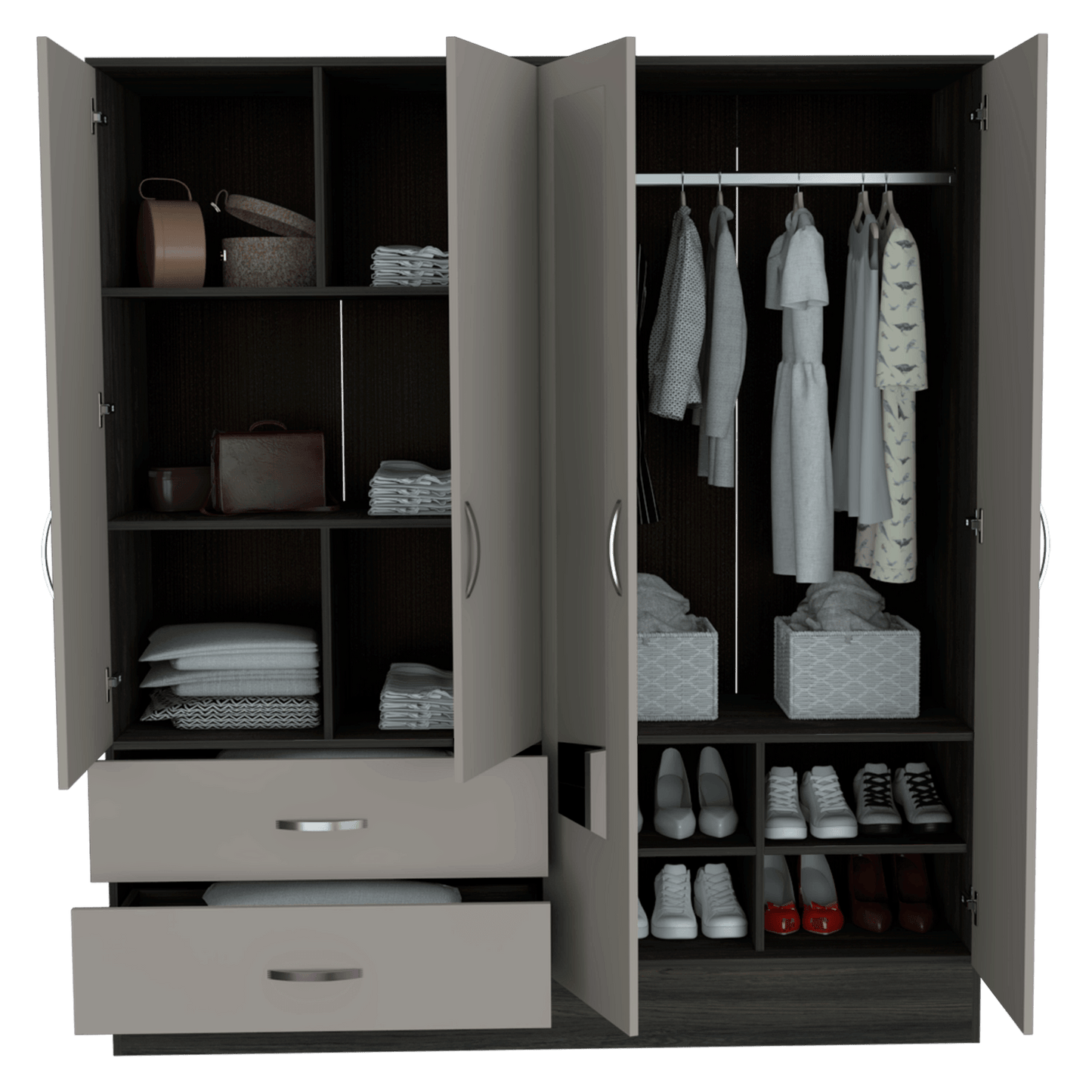 Closet Balton 180 X 160 X 50 Rta Carbon + Taupe
