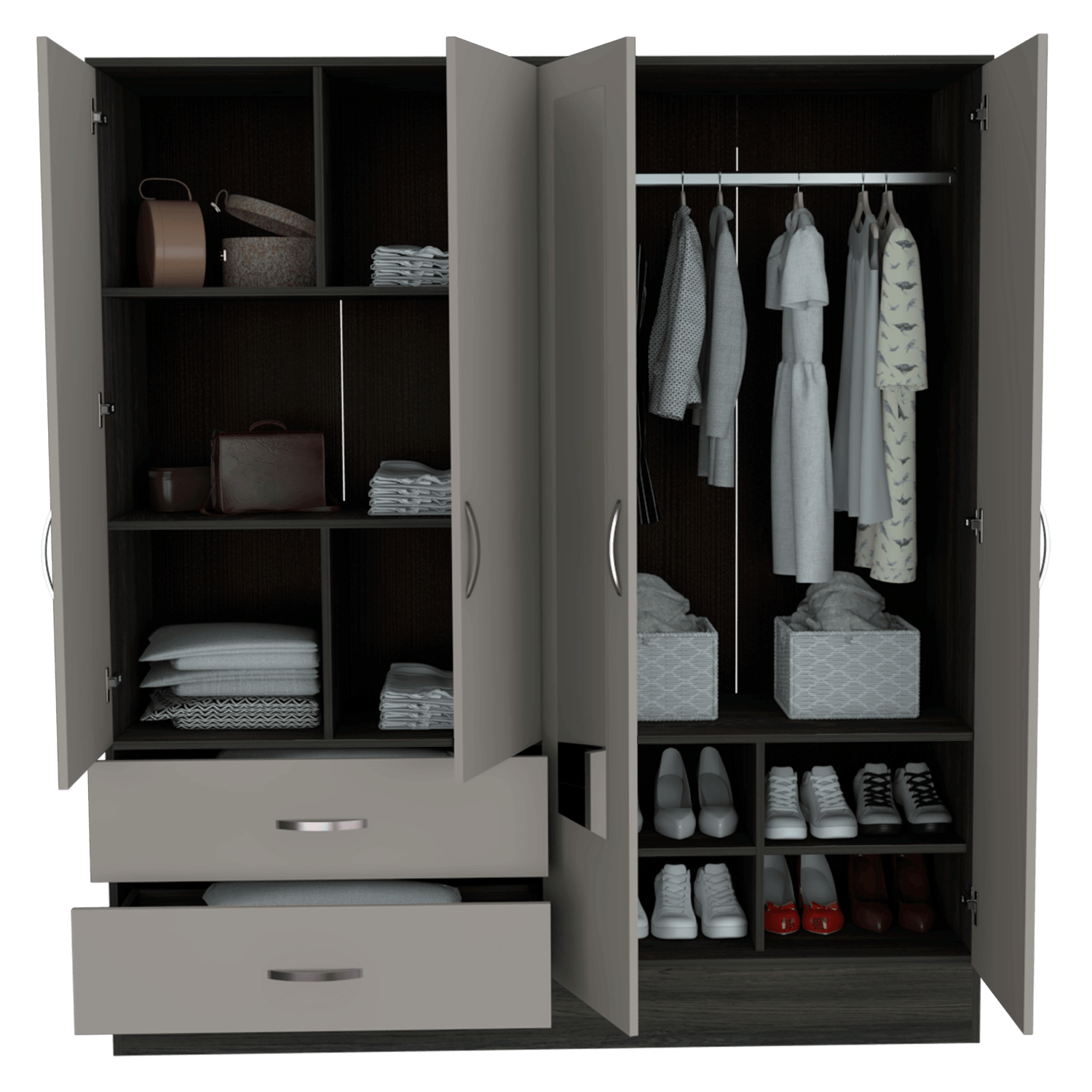 Closet Balton 180 X 160 X 50 Rta Carbon + Taupe