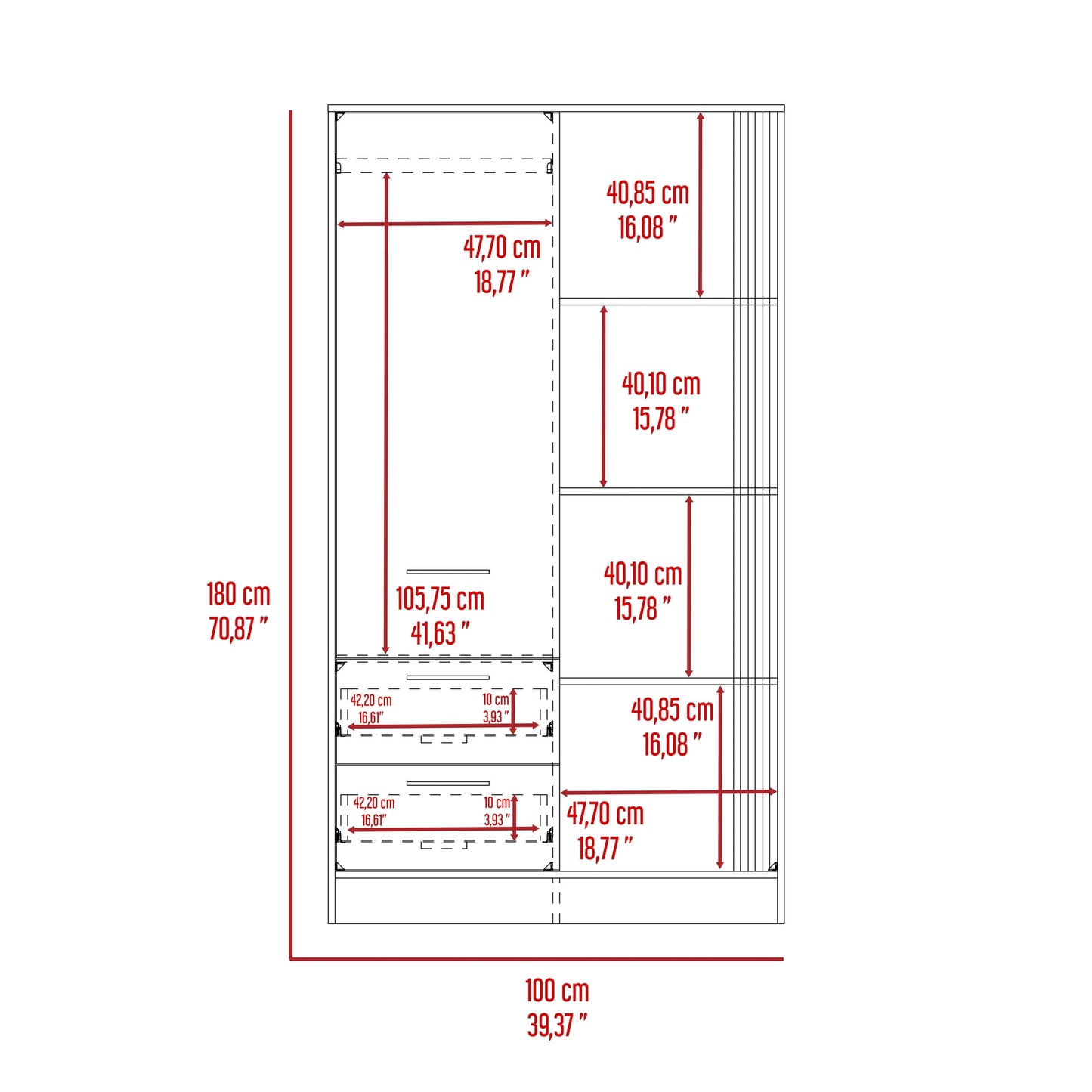 Closet Gantt 180X100X52 Rta Capri Wengue