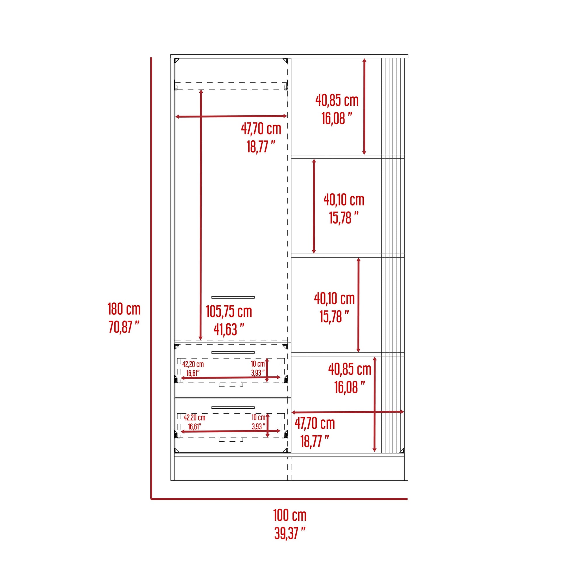 Closet Gantt 180X100X52 Rta Capri Wengue