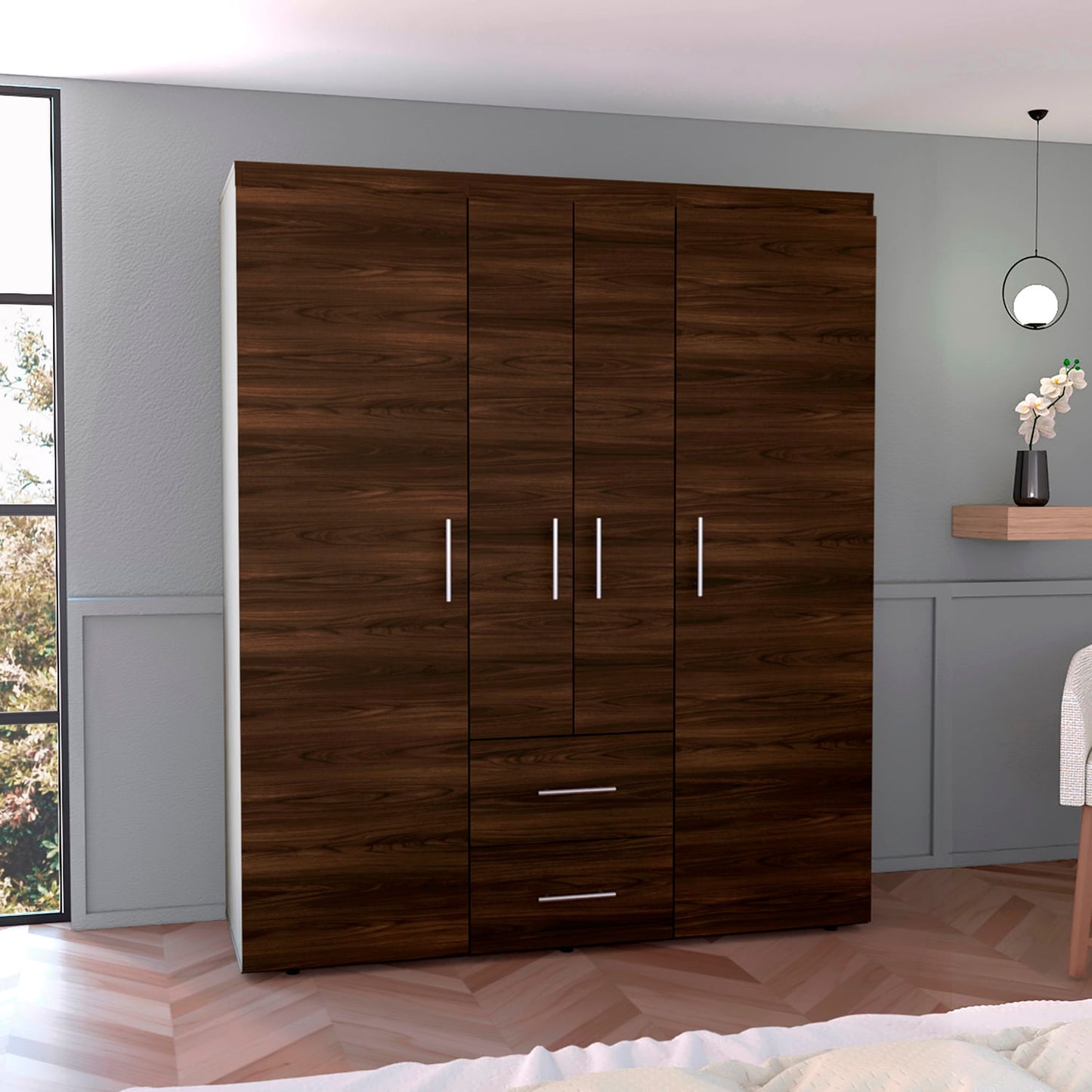 Closet Bariloche Eco 150 177X150X50 Rta Nogal Europeo