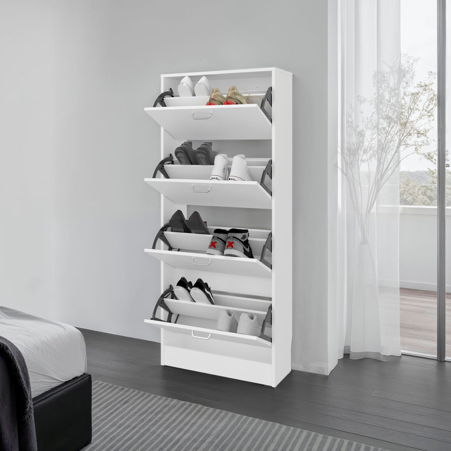 Zapatero Inola 4 Puertas 175X63X24 Rta Kronos Blanco  Zf