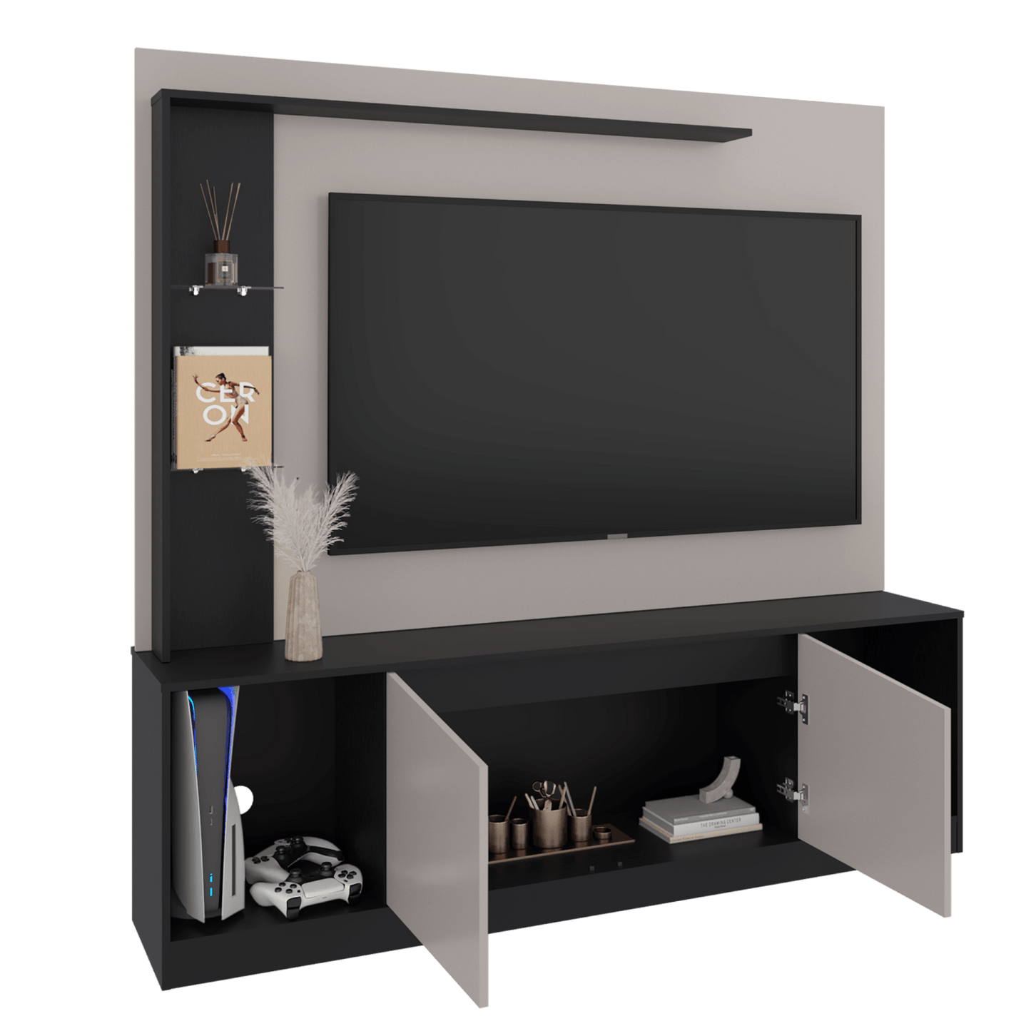 Centro De Tv 65" Cuera 174X180X35 Rta Capri Wengue