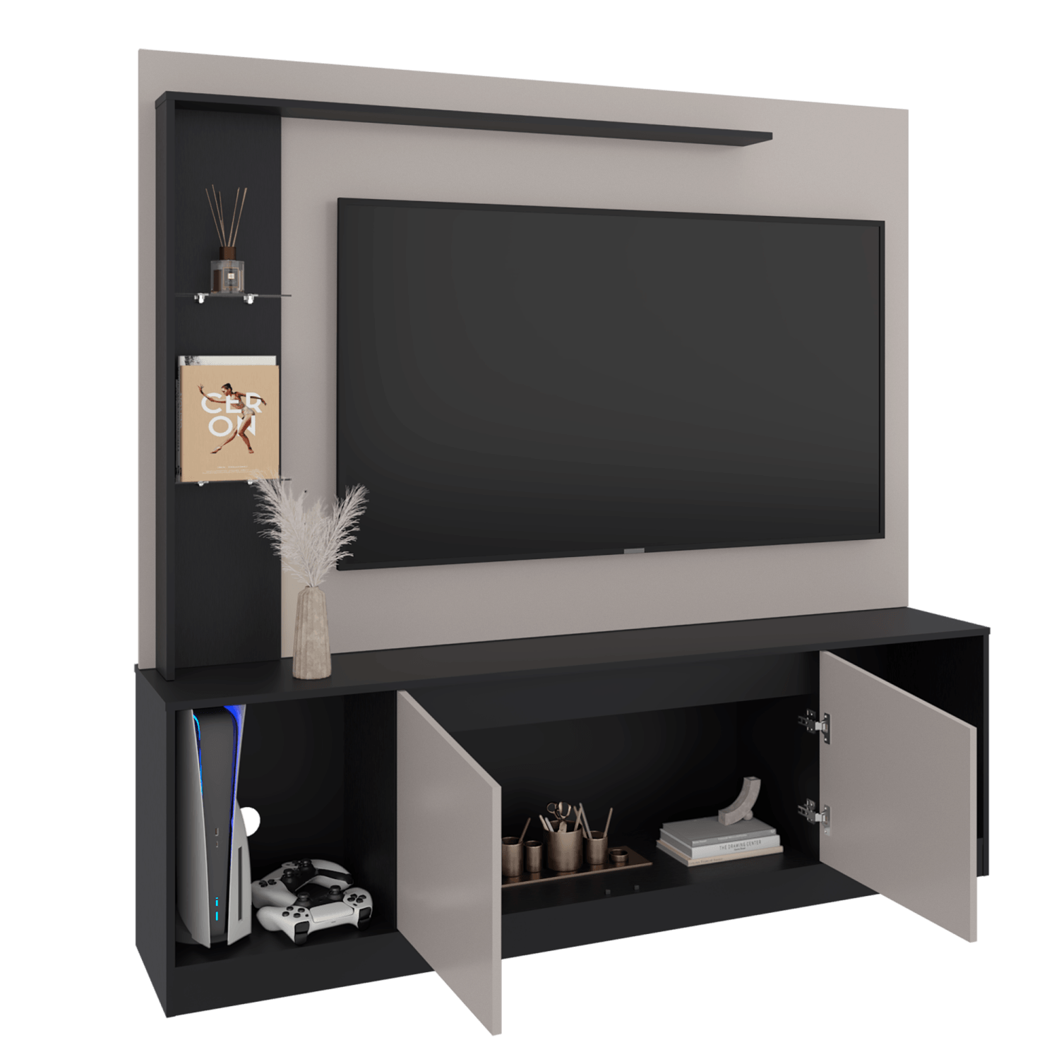 Centro De Tv 65" Cuera 174X180X35 Rta Capri Wengue