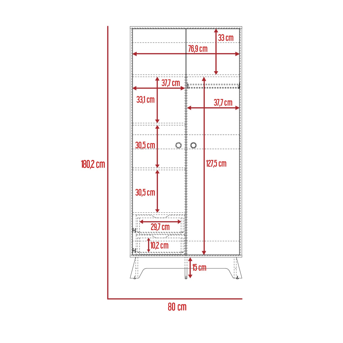 Closet Z Bicolor 81 X 180 X 50 Rta Duna Blanco