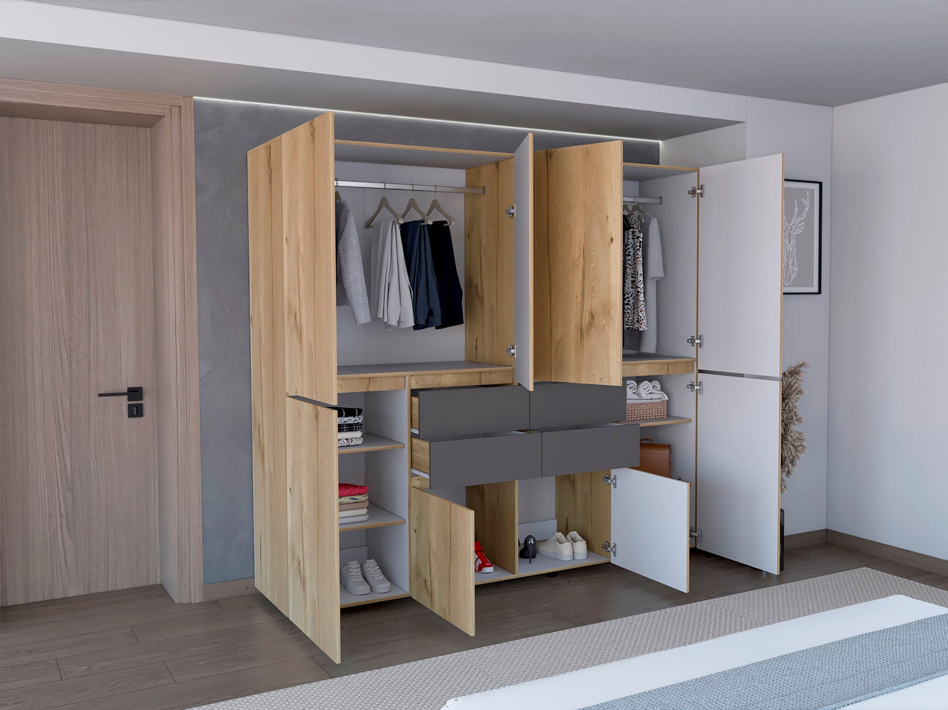 Closet Siruela 200 X 220 X 50 Rta Duna Blanco Plomo