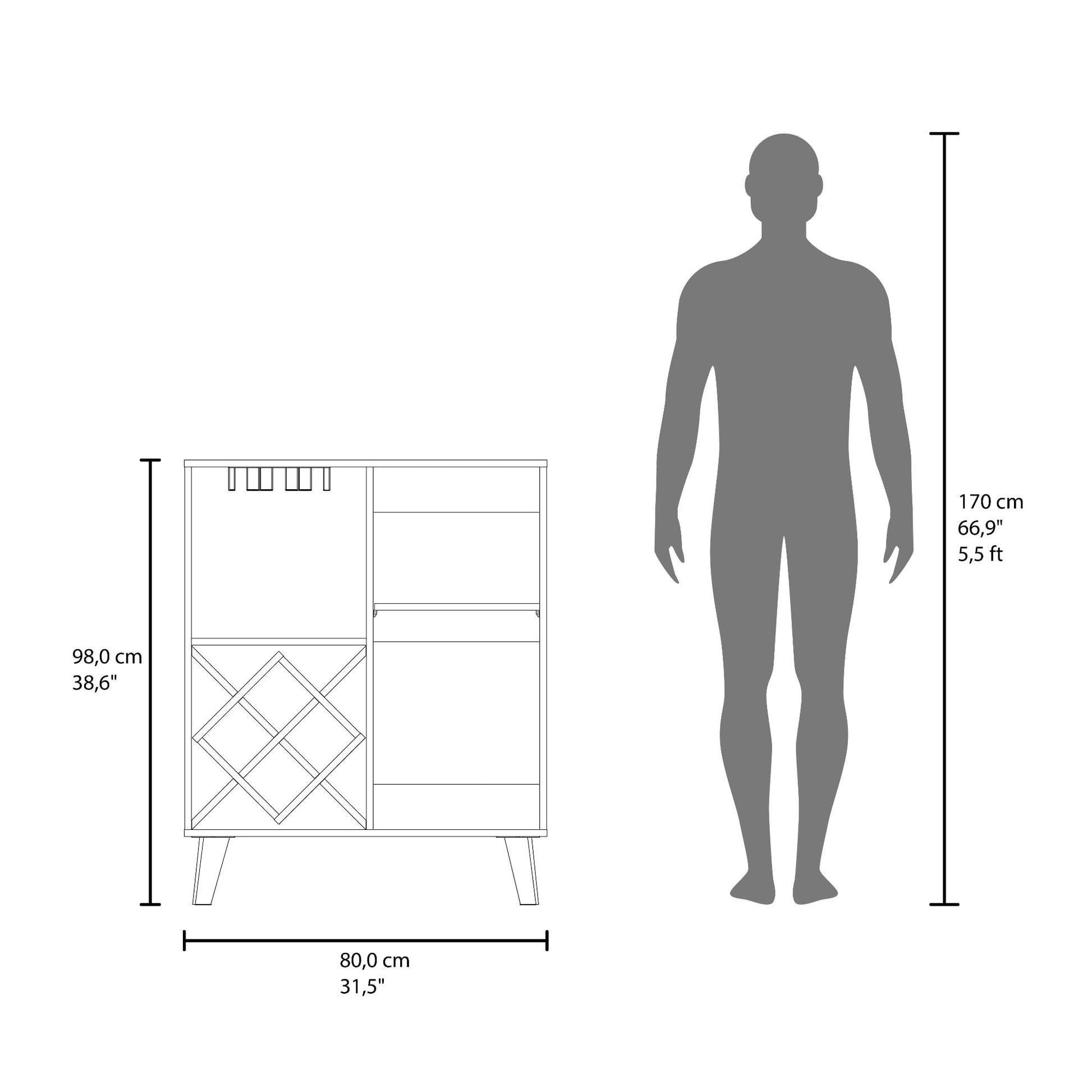 Mueble Bar Baja Cueva 98X80X38 Azul Fresno Zf