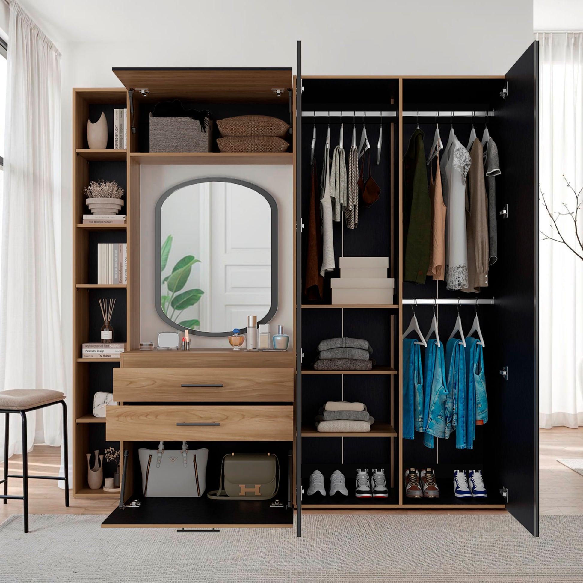 Closet Biblioteca Brunson 200X207X48 Rta Fresno Wengue