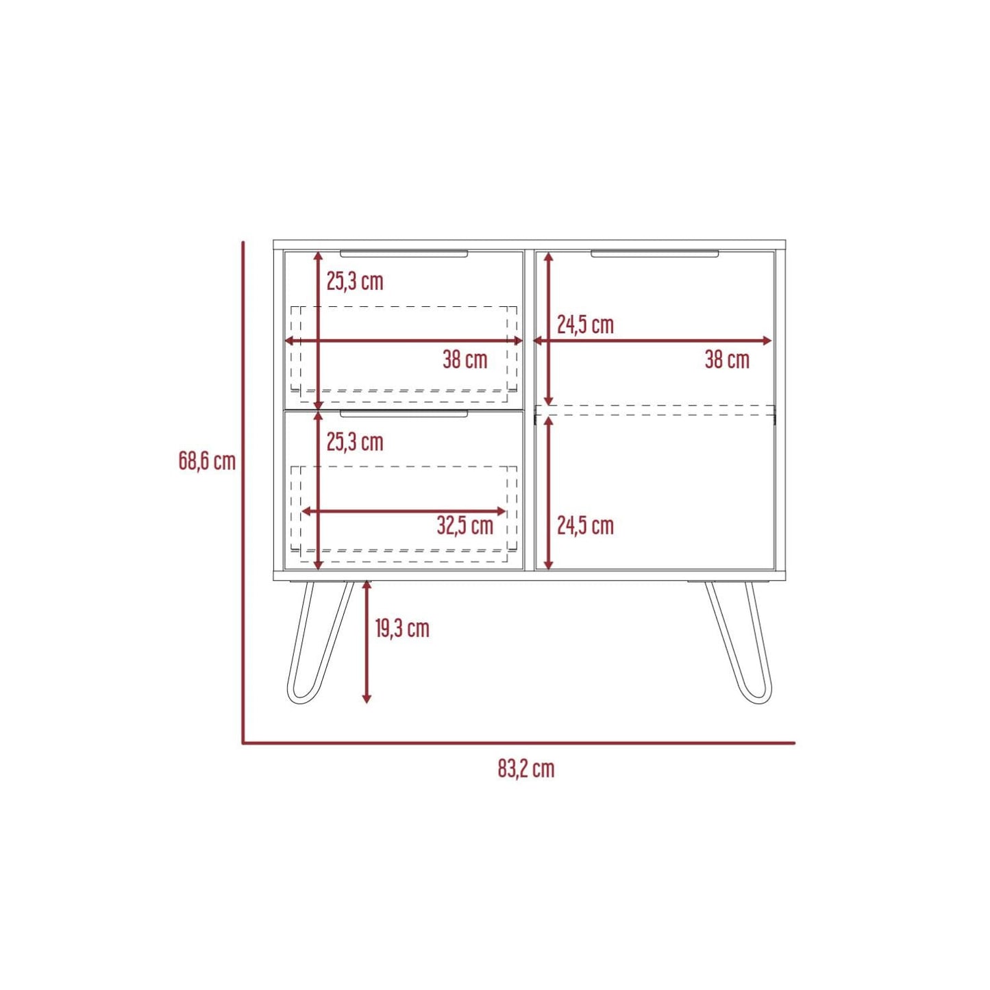 Comoda Doble Concept D 73 73X80X35 Rta Duna Wengue