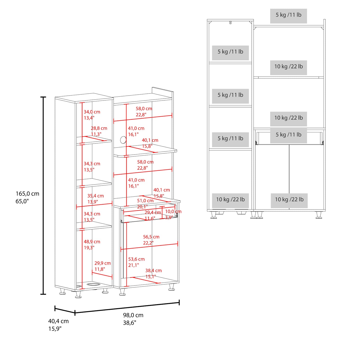 Alacena Pantress Eco 165X98X40 Rta Blanco Zf