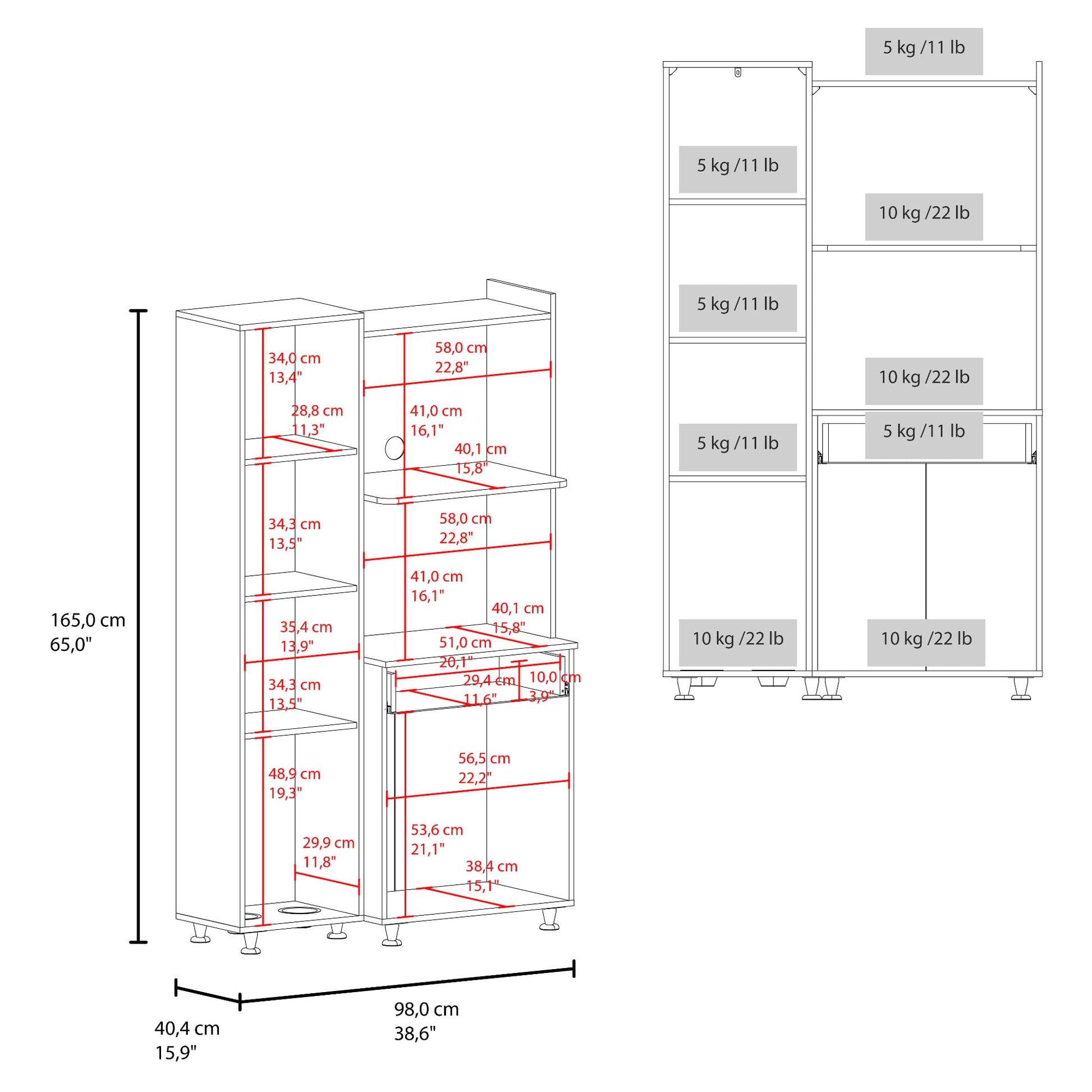 Alacena Pantress Eco 165X98X40 Rta Blanco Zf