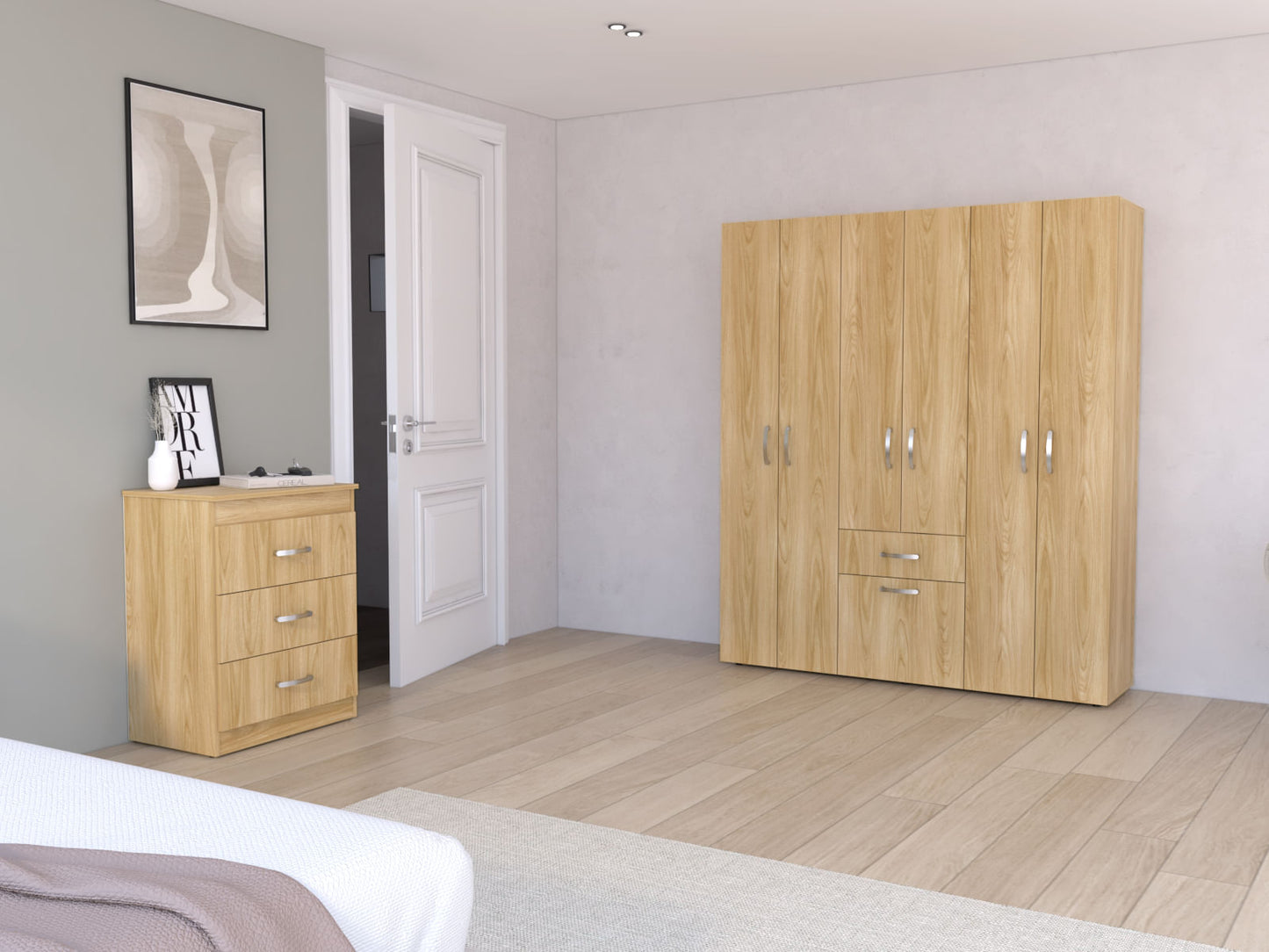 Combo Closet 164X141 Y Comoda 73X58 Mayer Rta Fresno Blanco