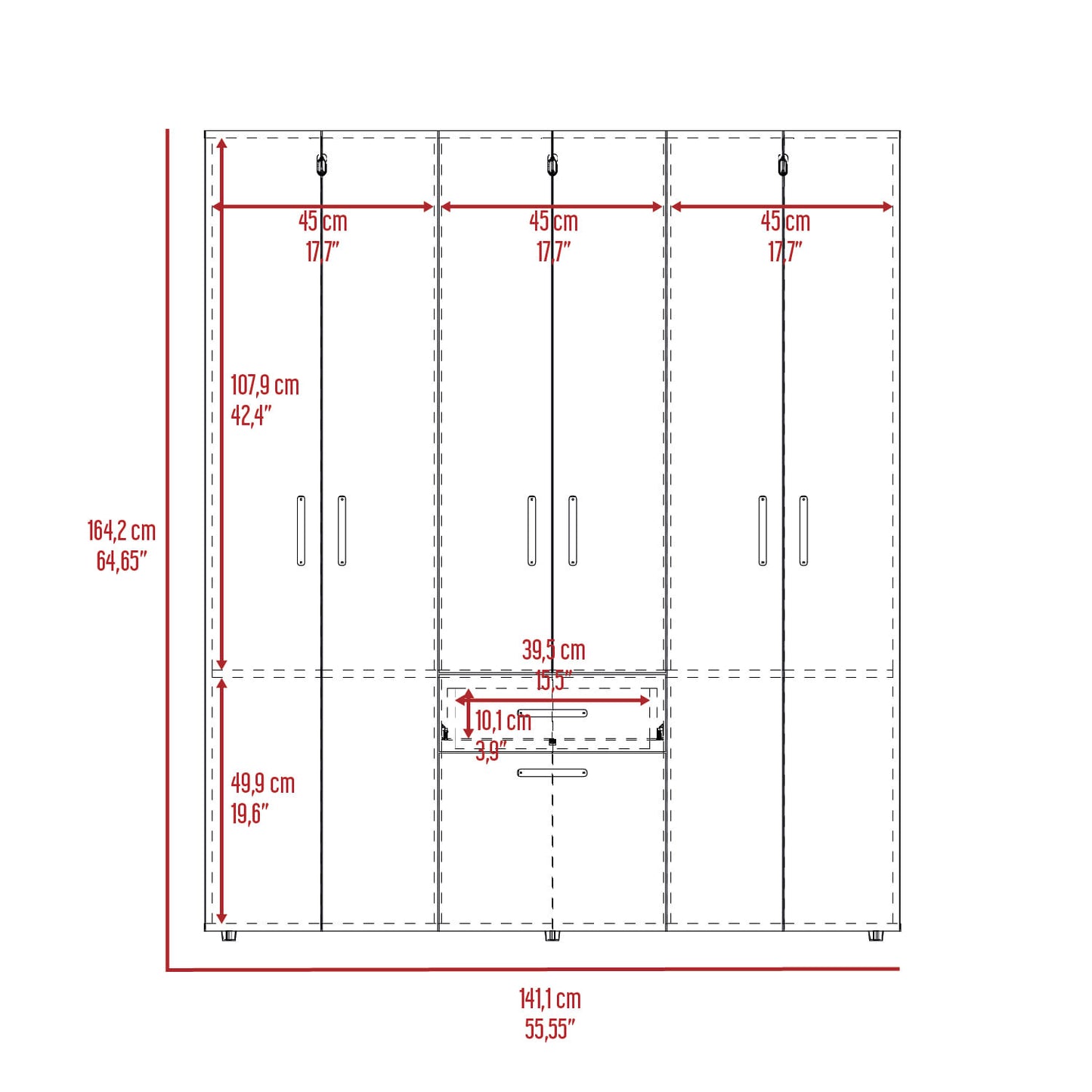 Combo Closet 164X141 Y Comoda 73X58 Mayer Rta Fresno Blanco