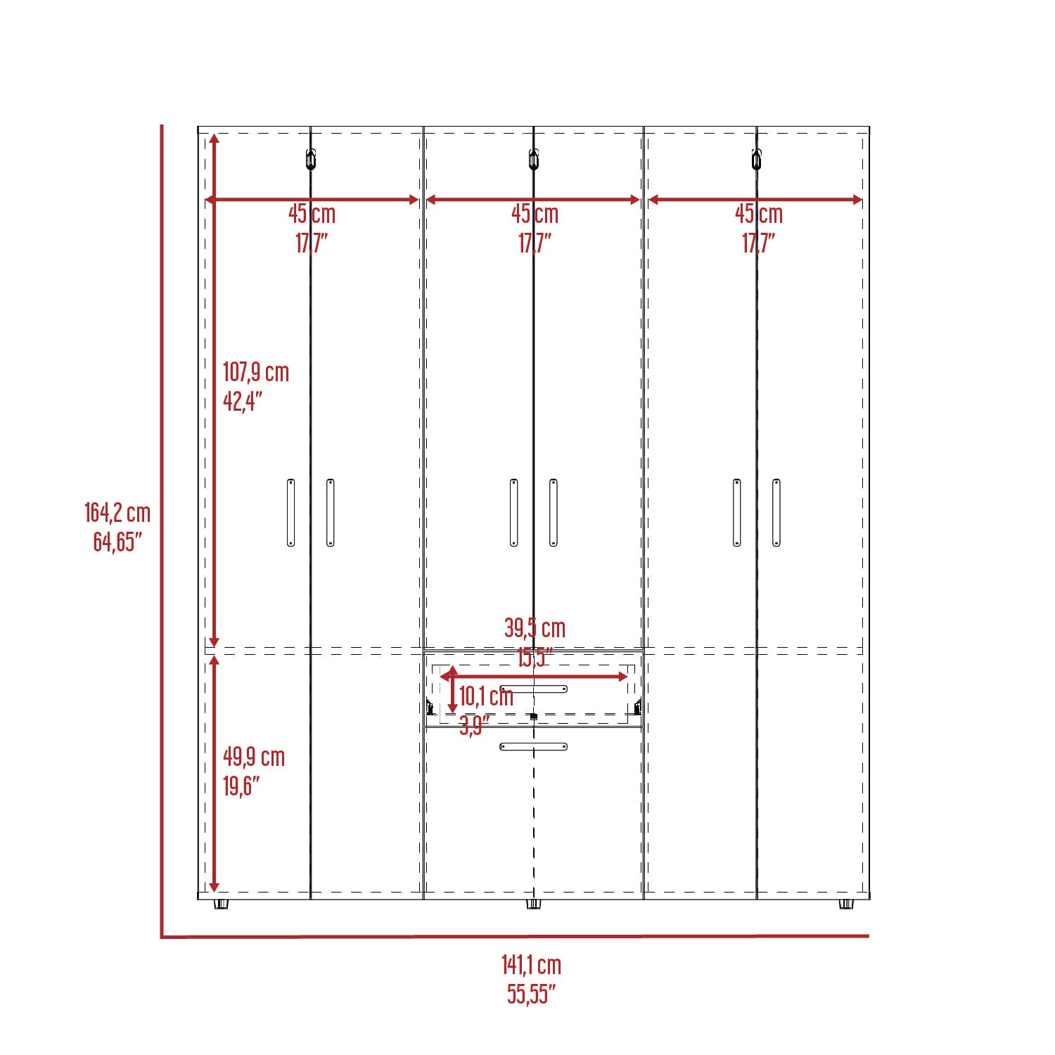 Combo Closet 164X141 Y Comoda 73X58 Mayer Rta Fresno Blanco