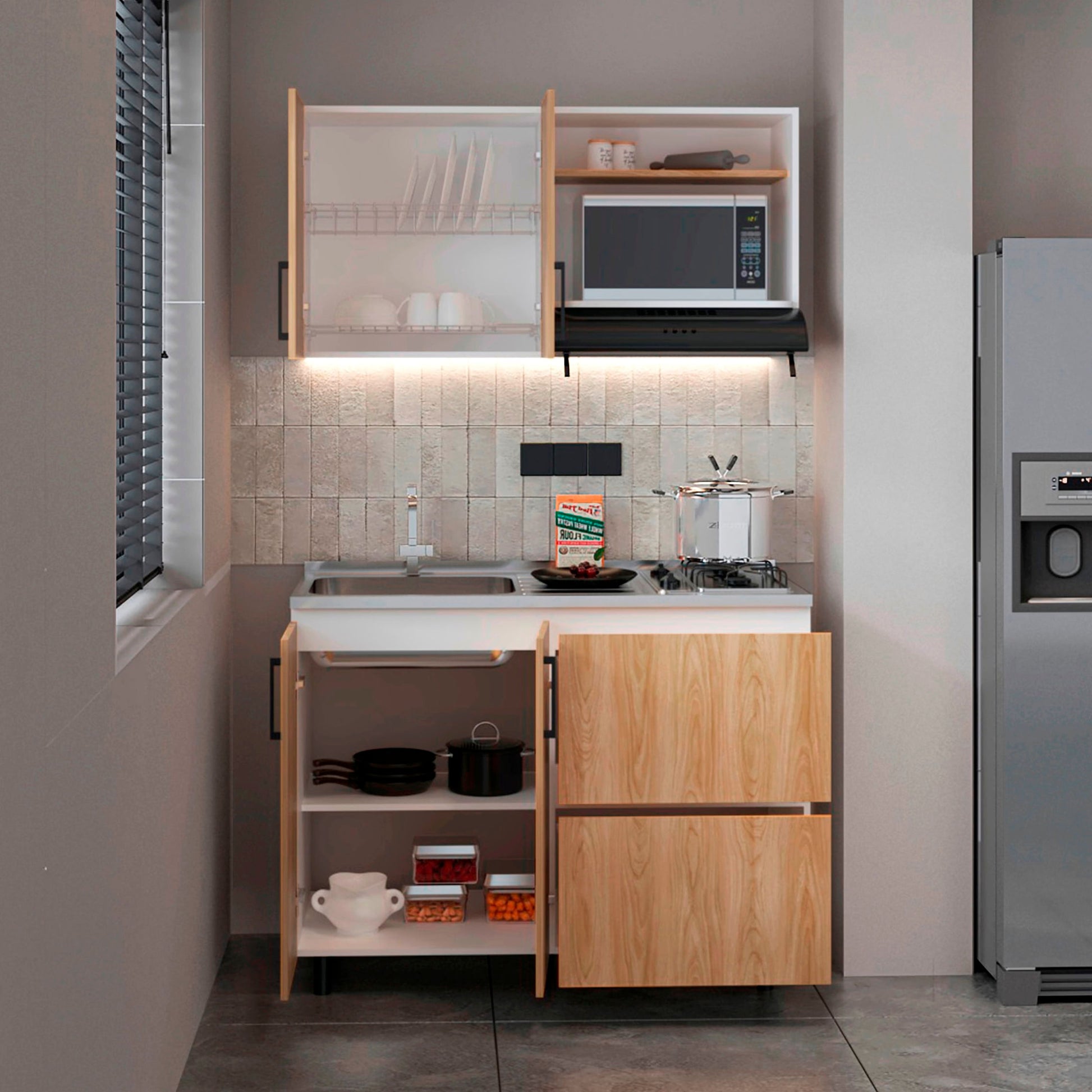 Cocina 120 Cornell Meson Izq Rta Fresno Eu Blanco