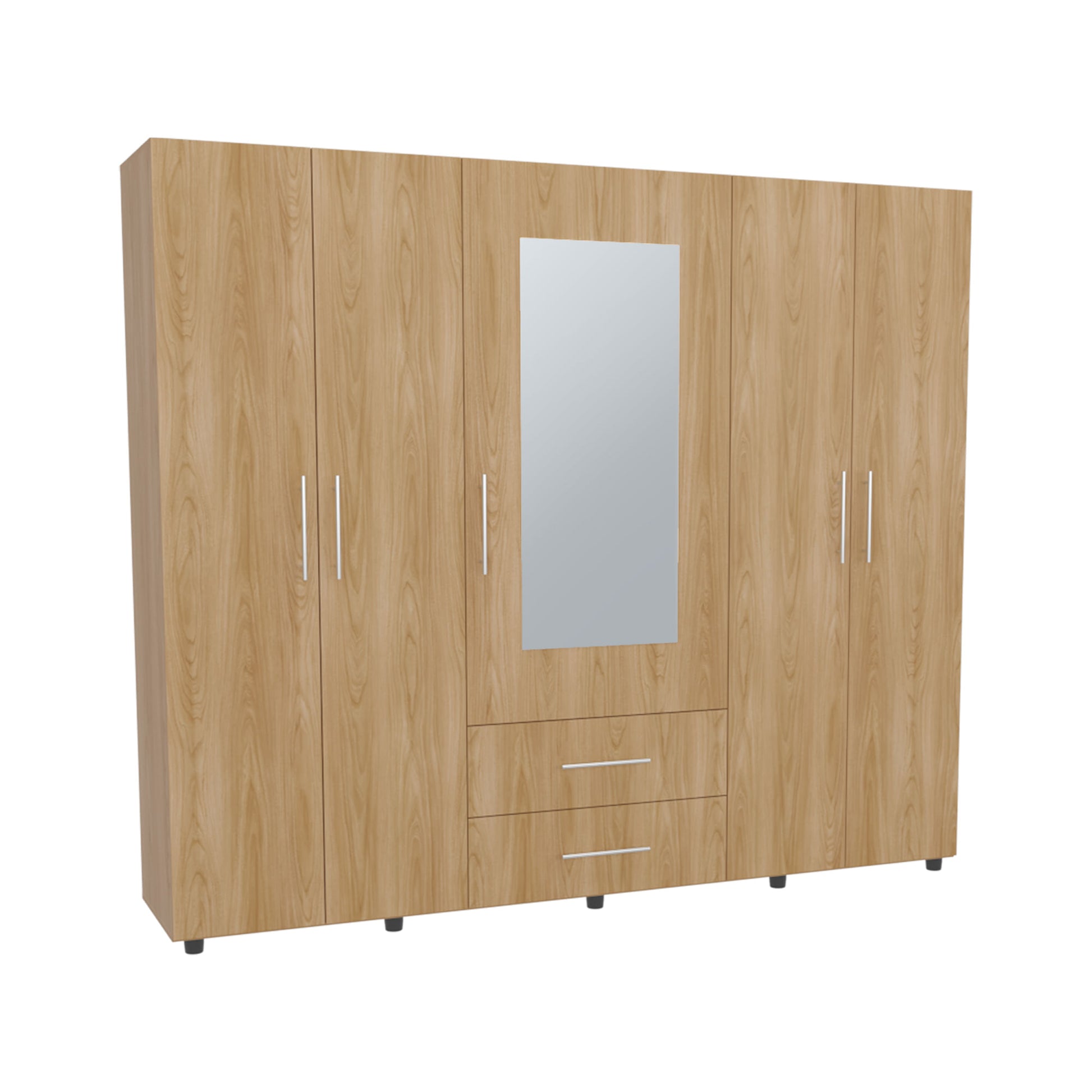 Closet Bigaf Espejo 200X230X48 Rta Fresno Eu Blanco Mqz