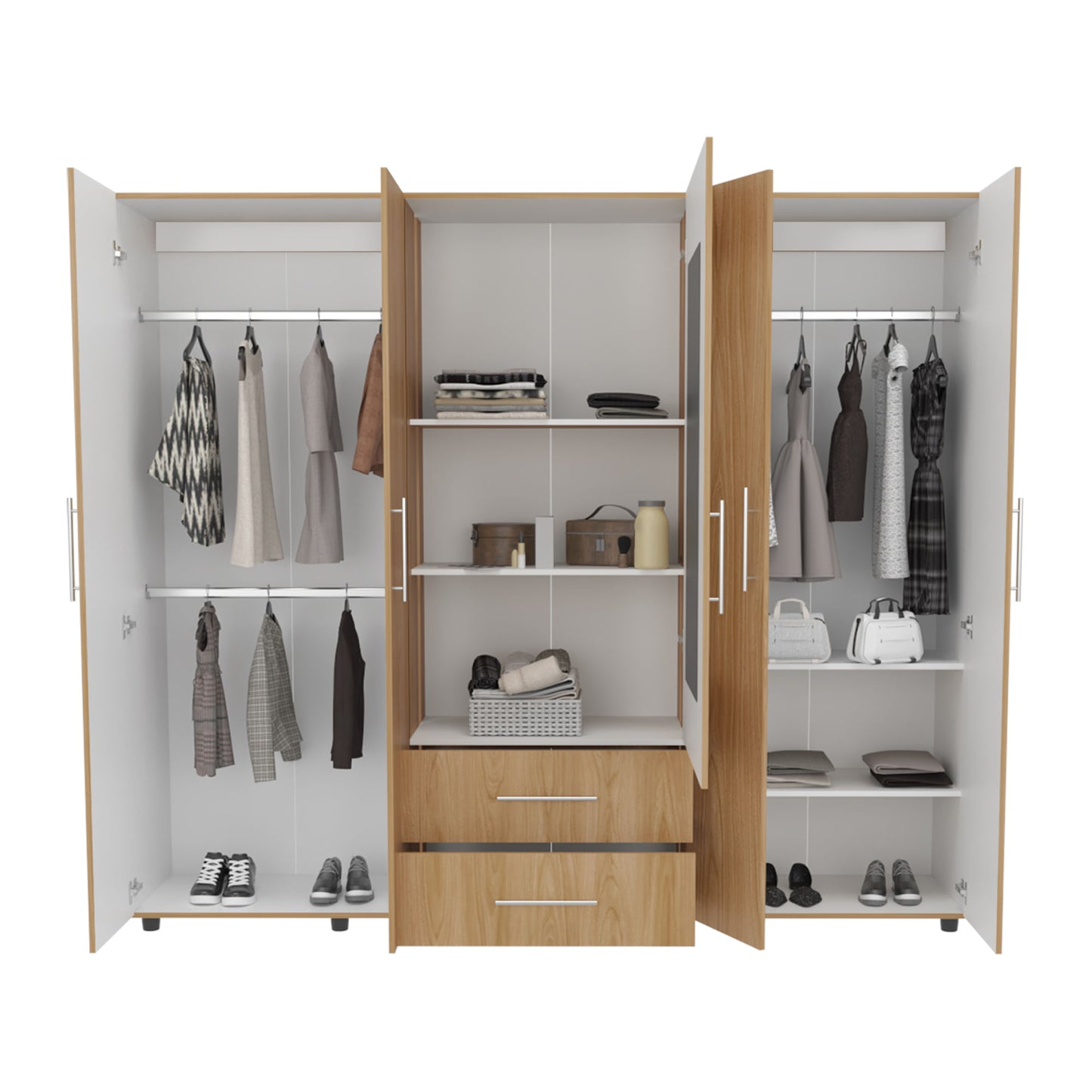 Closet Bigaf Espejo 200X230X48 Rta Fresno Eu Blanco Mqz