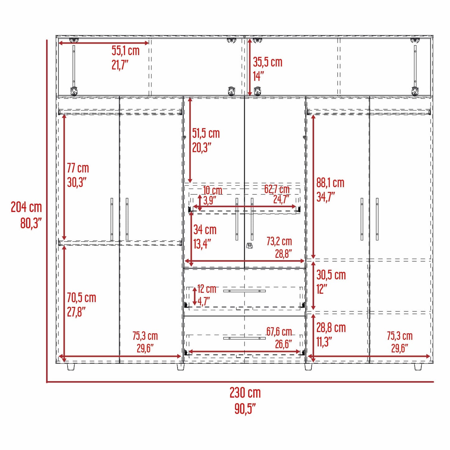 Closet Bigaf 230X204X50 Rta Fresno Eu Blanco