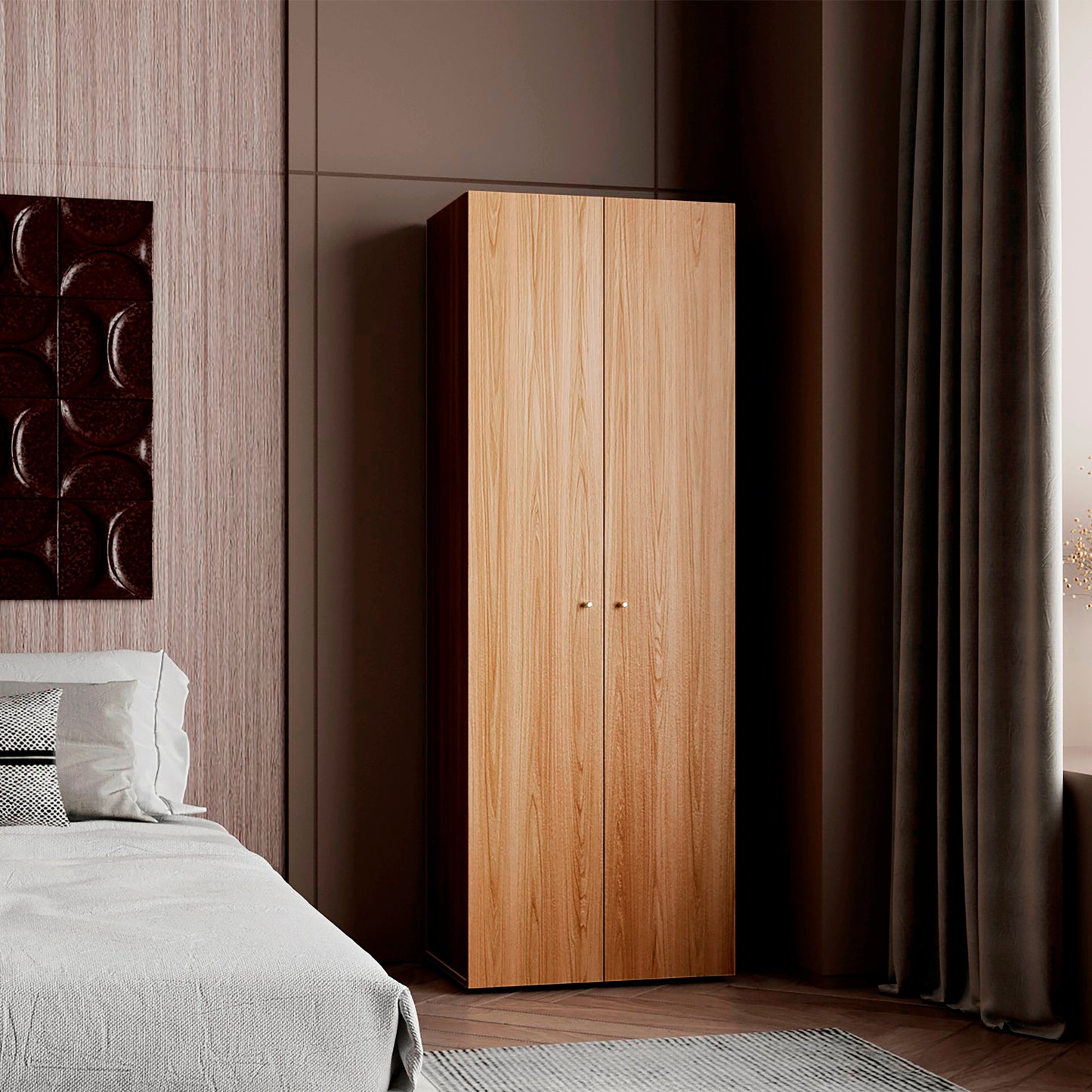 Closet 2 Puertas Tuhogar 170X60X40 Rta Fresno Blanco