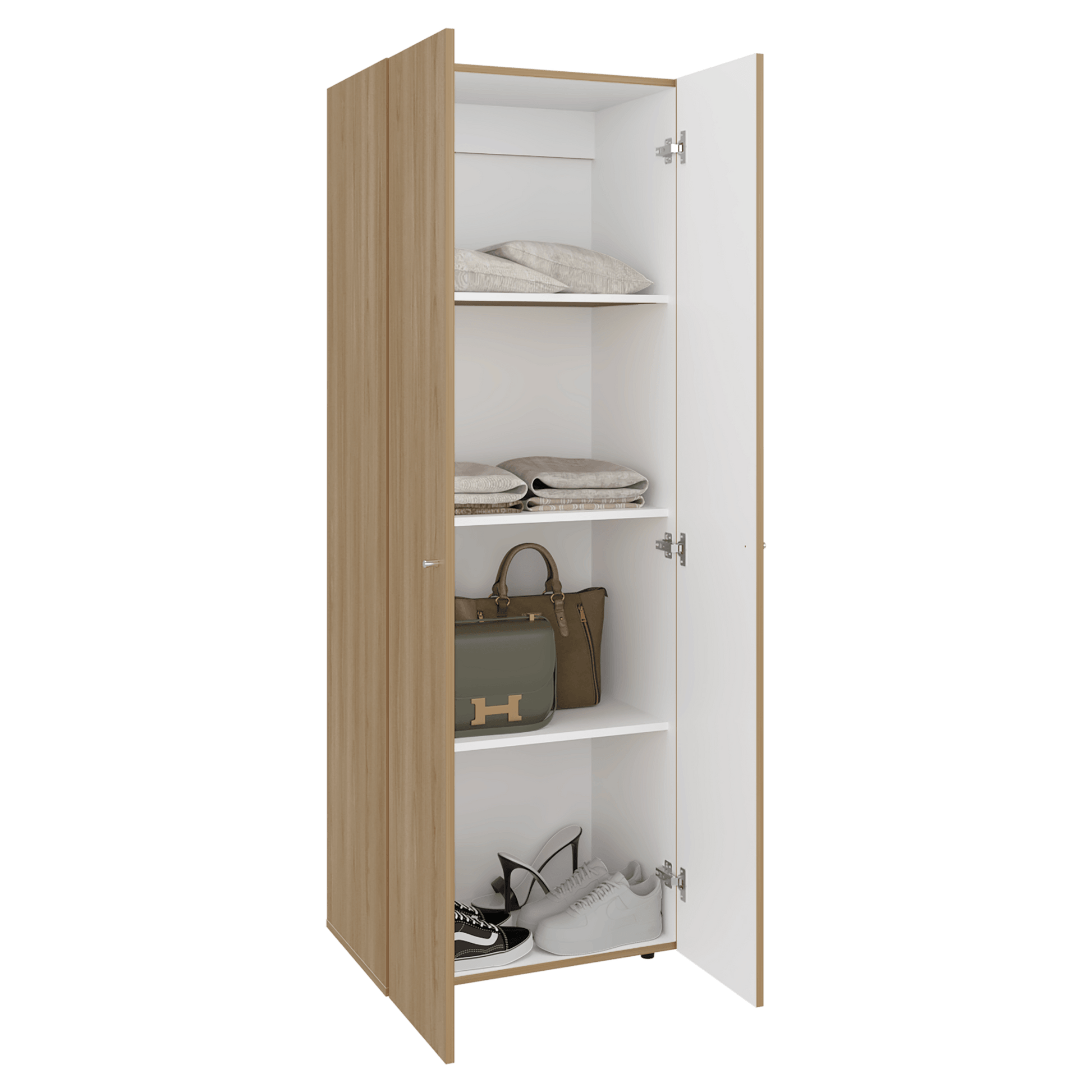 Closet 2 Puertas Tuhogar 170X60X40 Rta Fresno Blanco