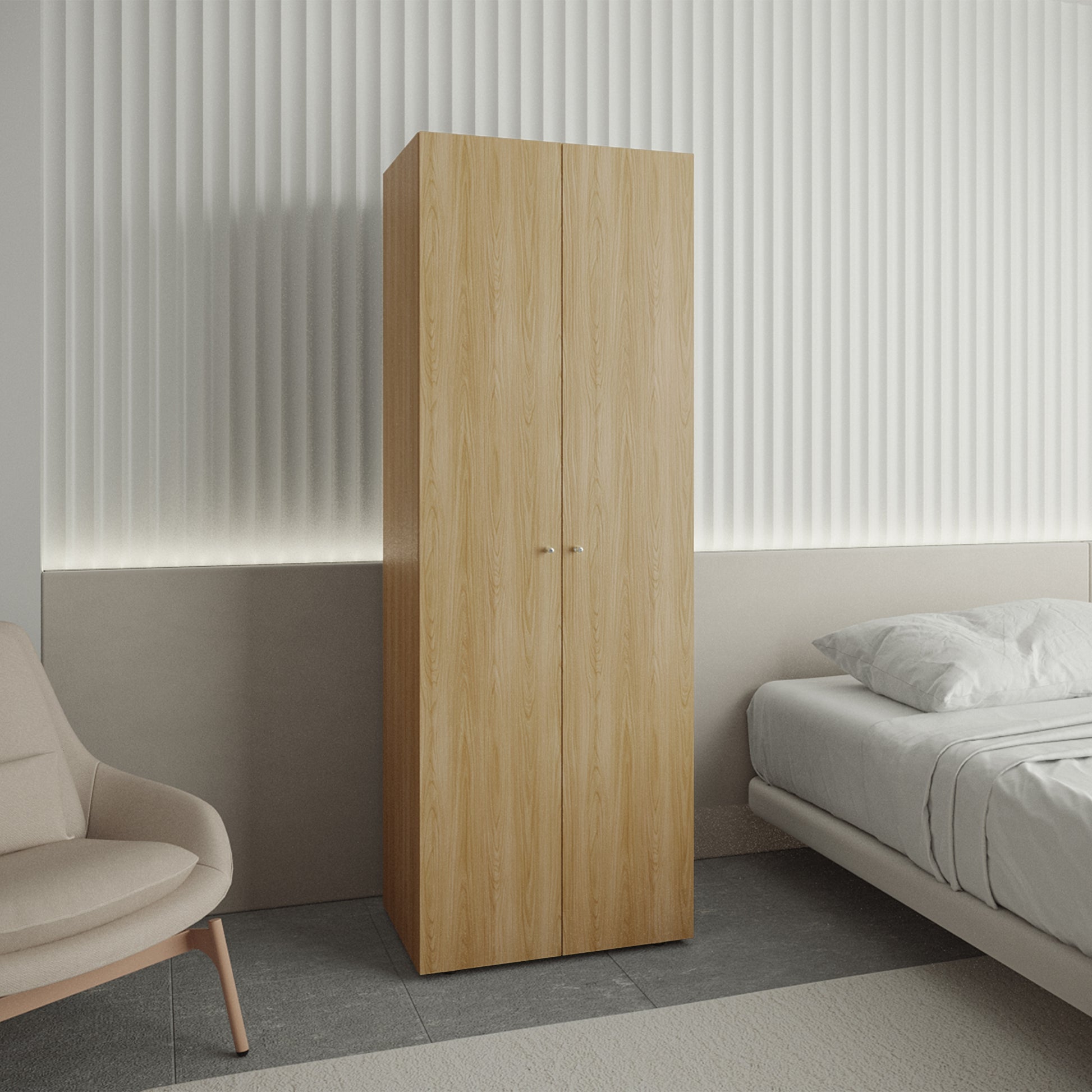 Closet 2 Puertas E1 Tuhogar 170X60X40 Rta  Fresno Blanco