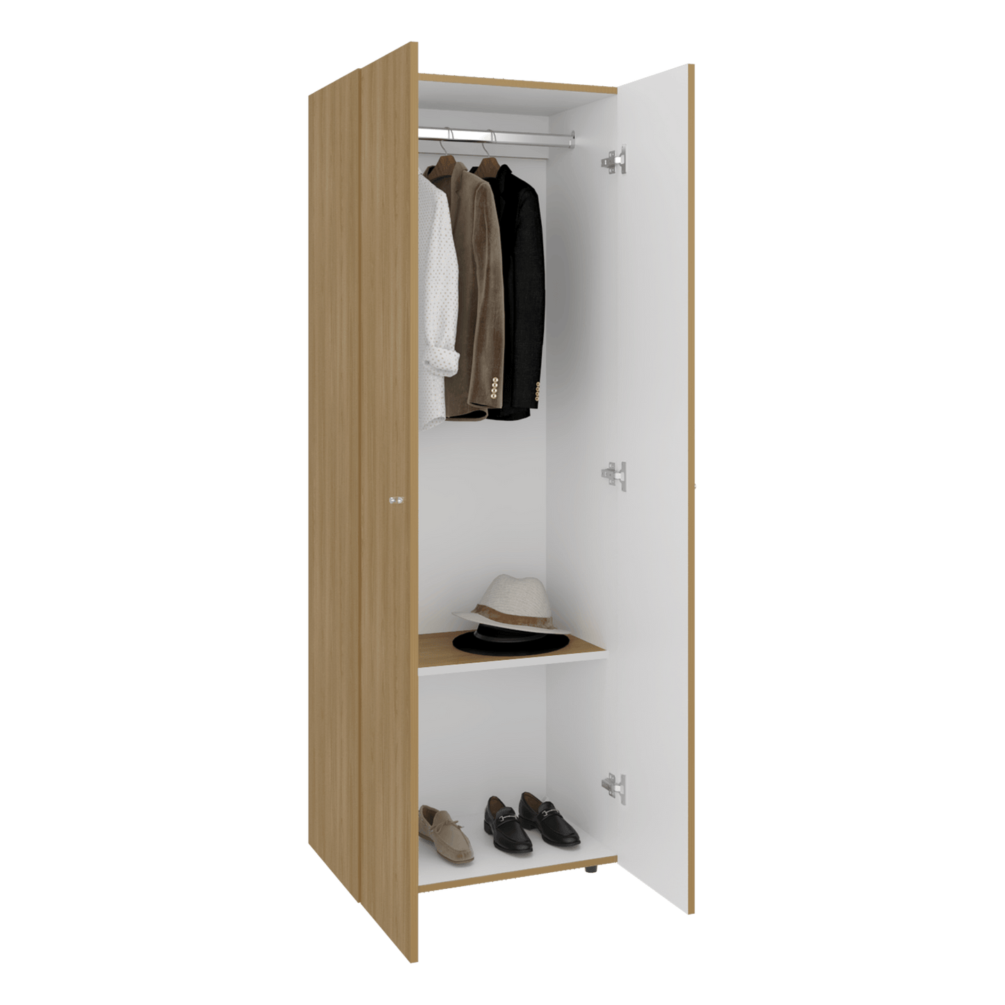 Closet 2 Puertas E1 Tuhogar 170X60X40 Rta  Fresno Blanco