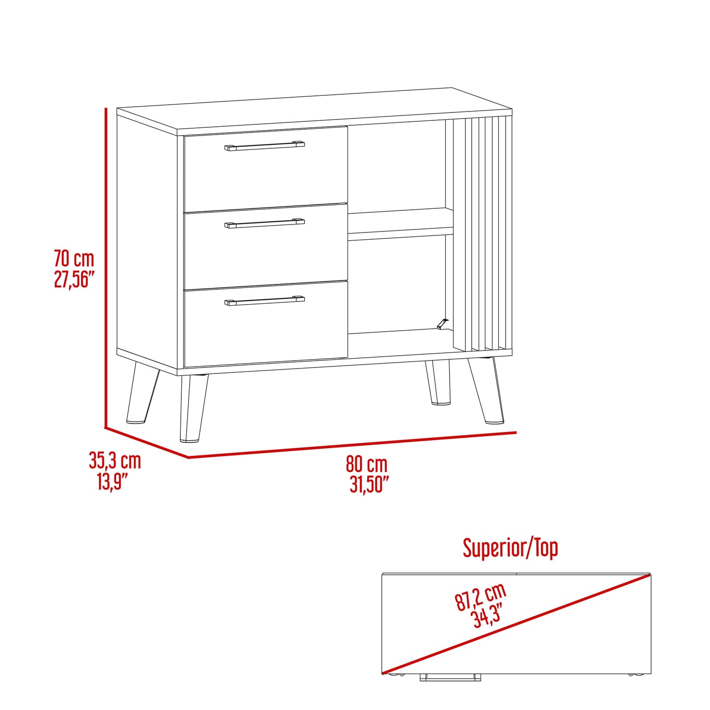 Cajonera Vance 70X80X35 Rta Fresno Eu Capri