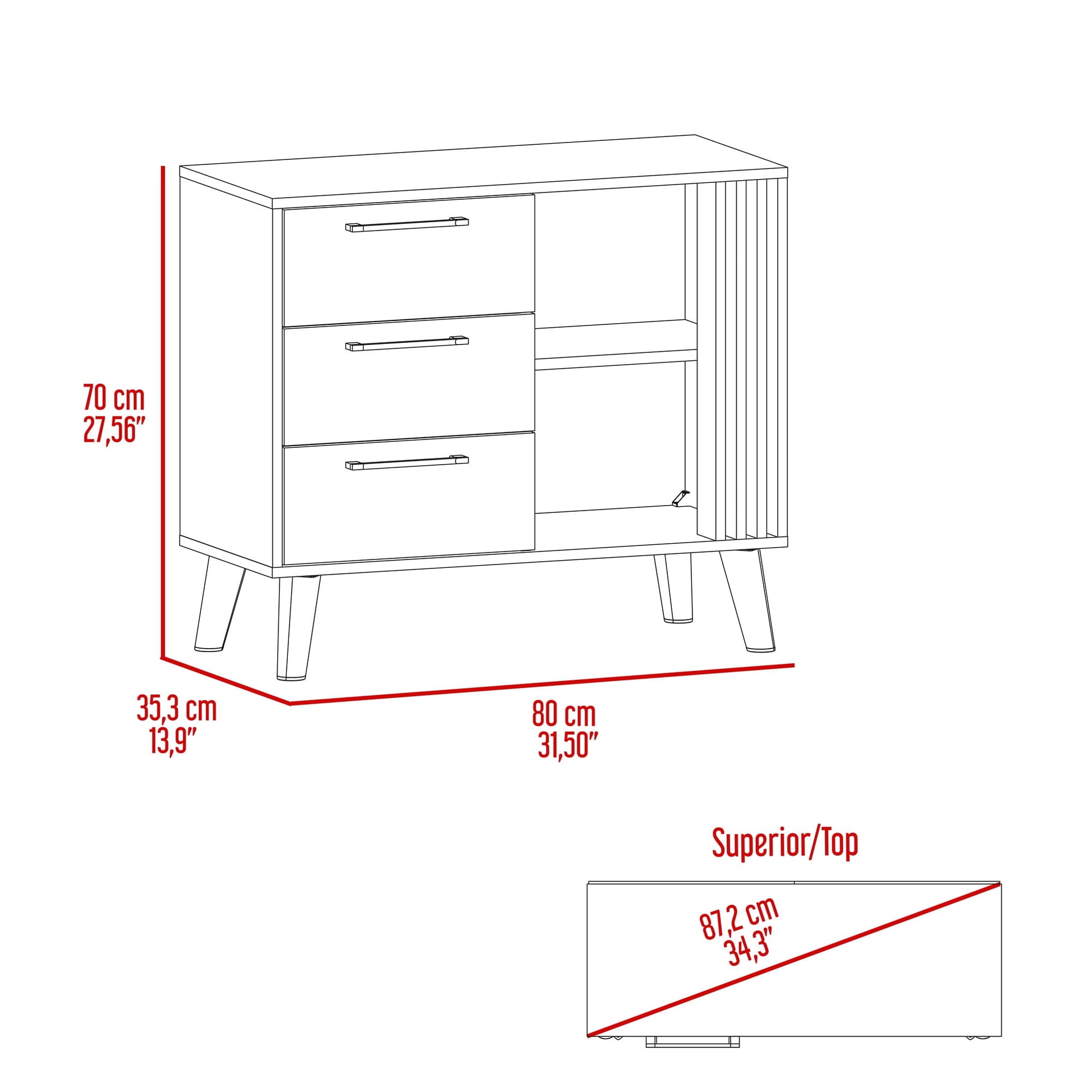 Cajonera Vance 70X80X35 Rta Fresno Eu Capri