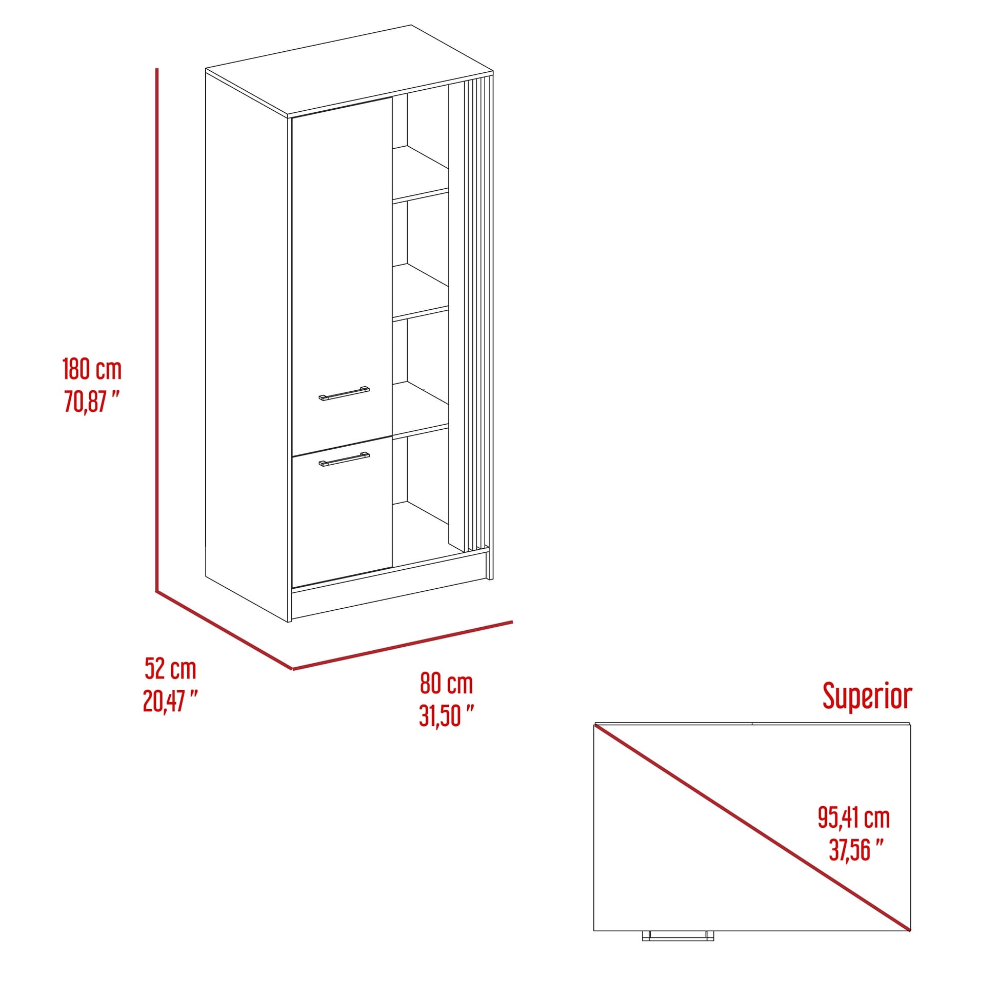 Closet Vance 180X80X52 Rta Capri Fresno Eu