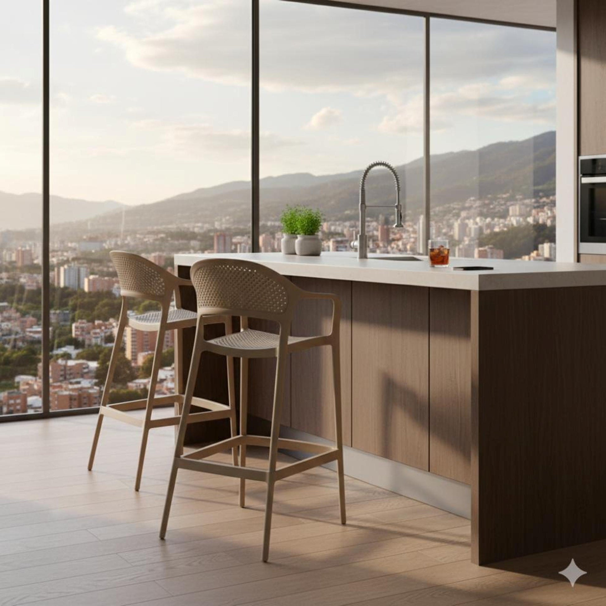 Silla Bar Curitiva 109X56X56 Rta Taupe