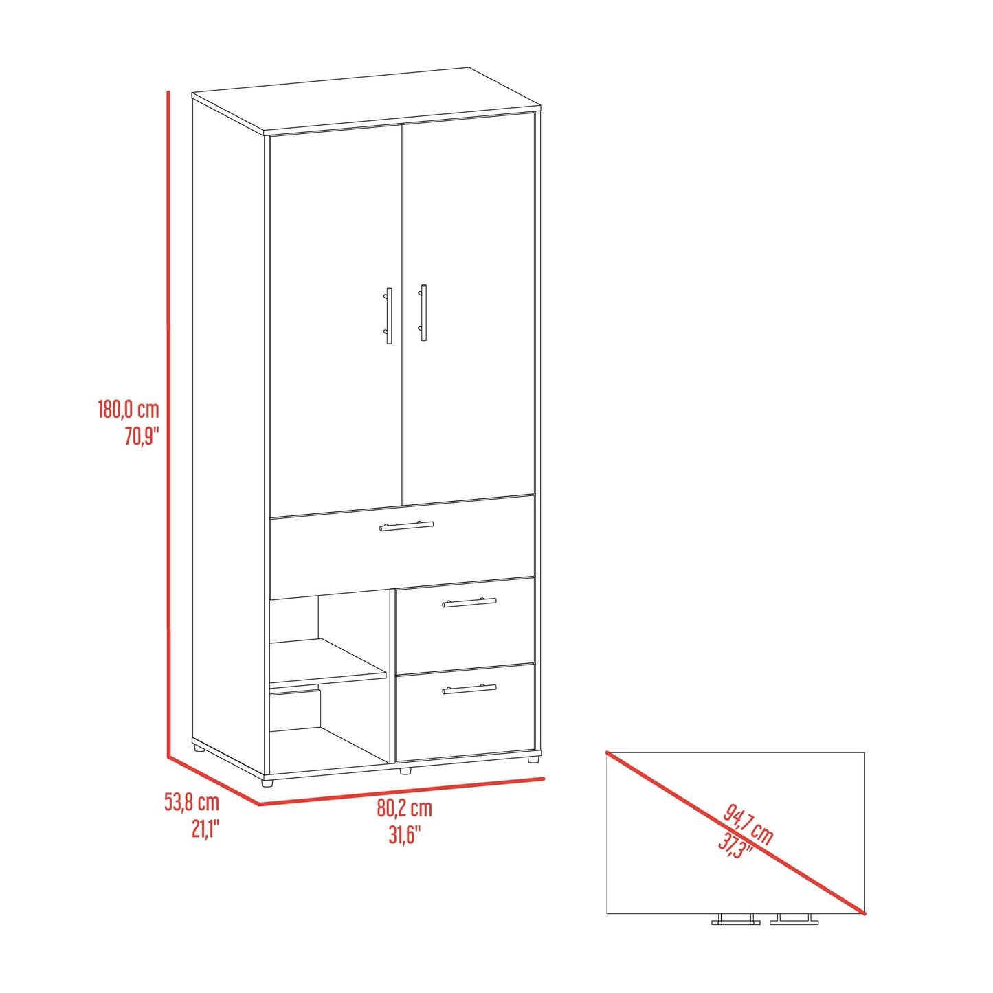 Closet Sevilla 179X80X50 Rta Fresno Eu