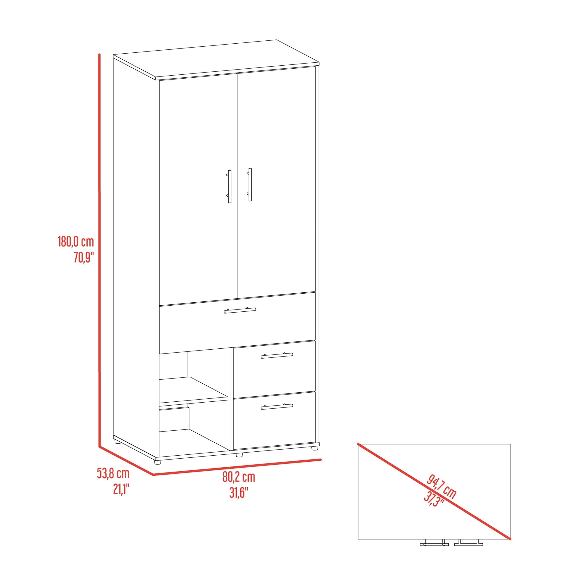 Closet Sevilla 179X80X50 Rta Fresno Eu