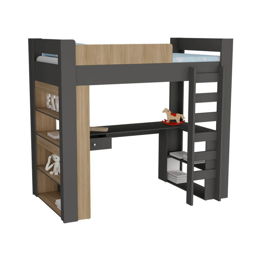 Cama Multifuncional Cozy 183X201X118 Rta Plomo Fresno Eu