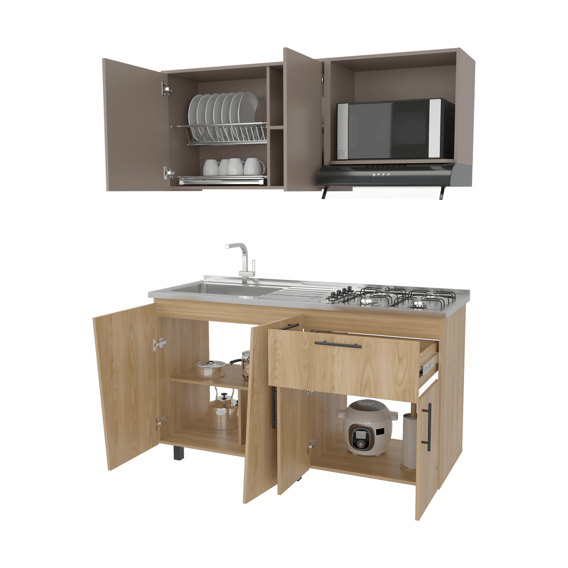 Cocina 150 Emilia Izq Rta Fresno Taupe