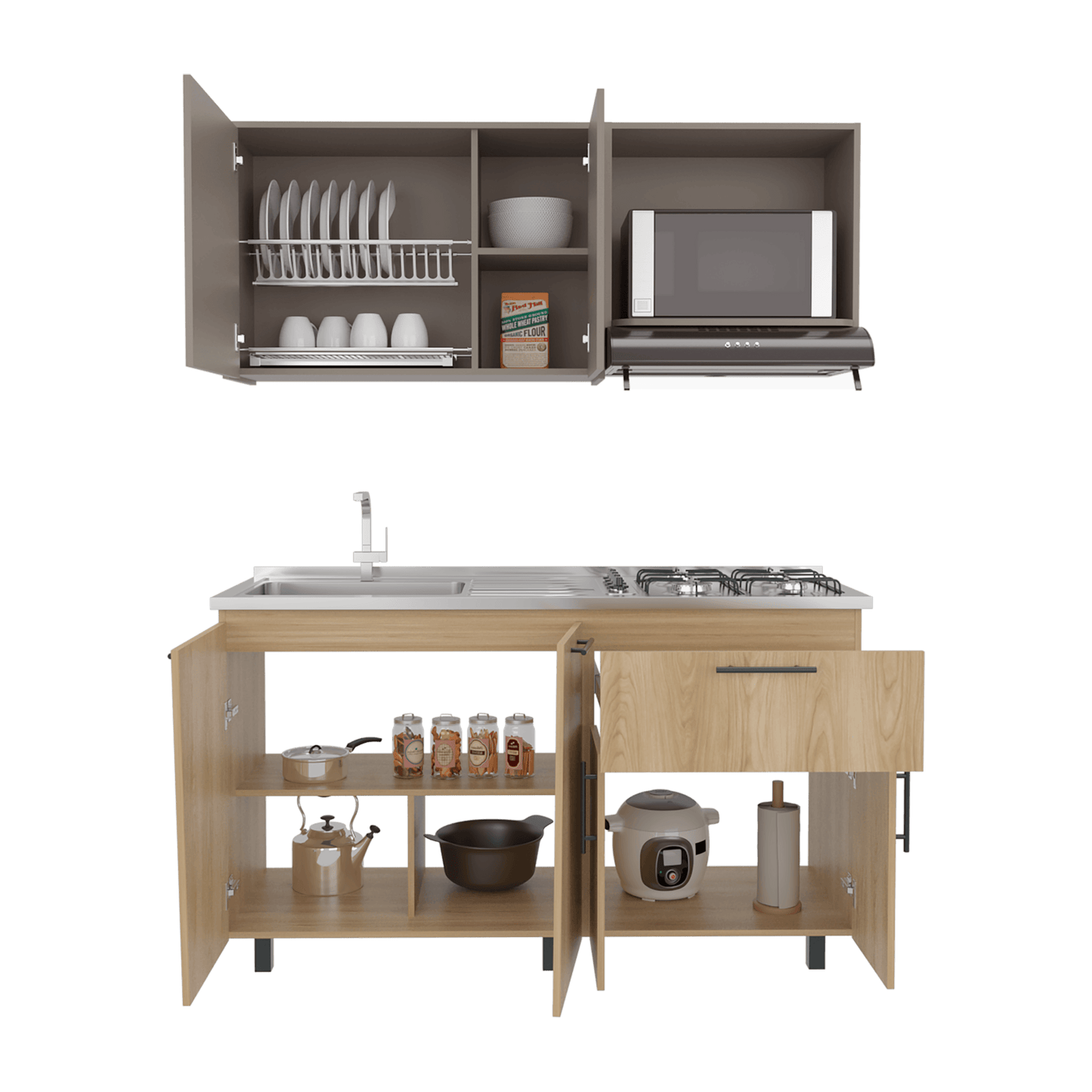 Cocina 150 Emilia Izq Rta Fresno Taupe