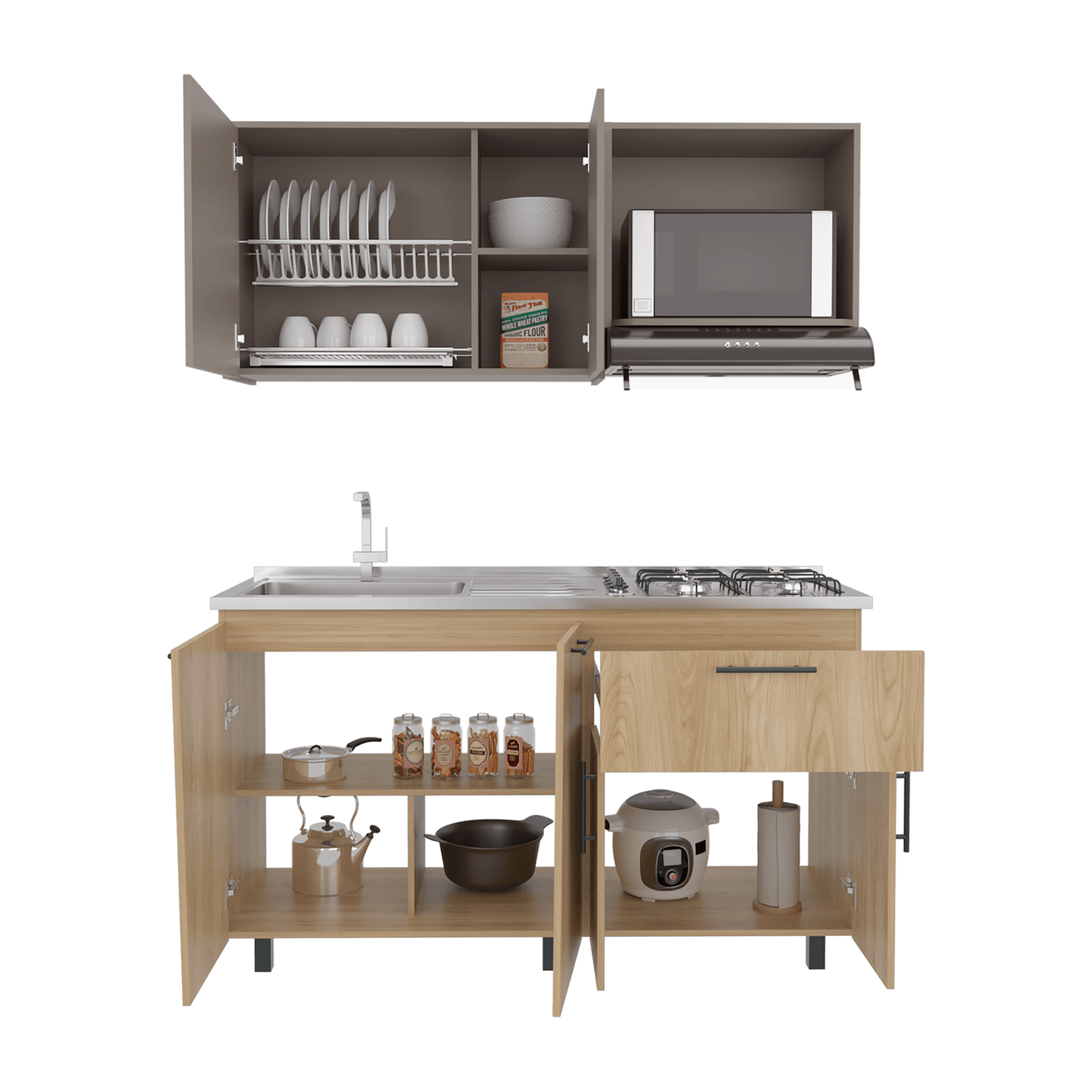Cocina 150 Emilia Izq Rta Fresno Taupe