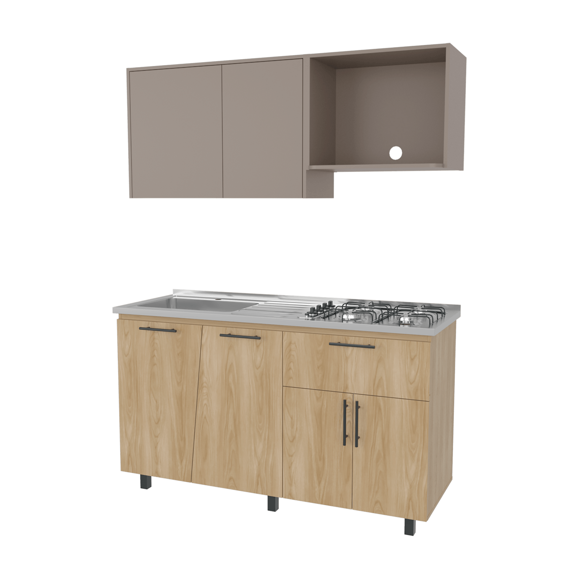 Cocina 150 Emilia Izq Rta Fresno Taupe