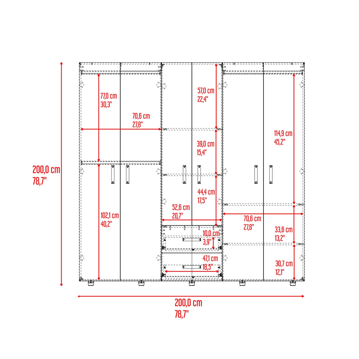 Closet Barilo 200X200X50 Rta Fresno Eu Wengue